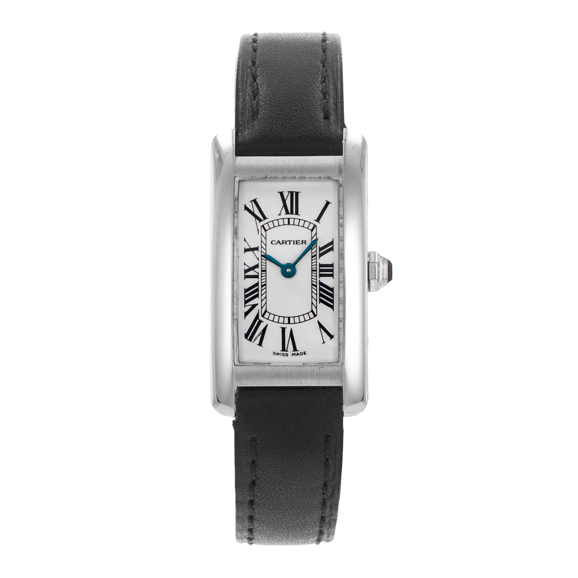 Cartier Tank Américaine 2489 Silver Dial White Gold Leather Ladies Watch thumbnail 2