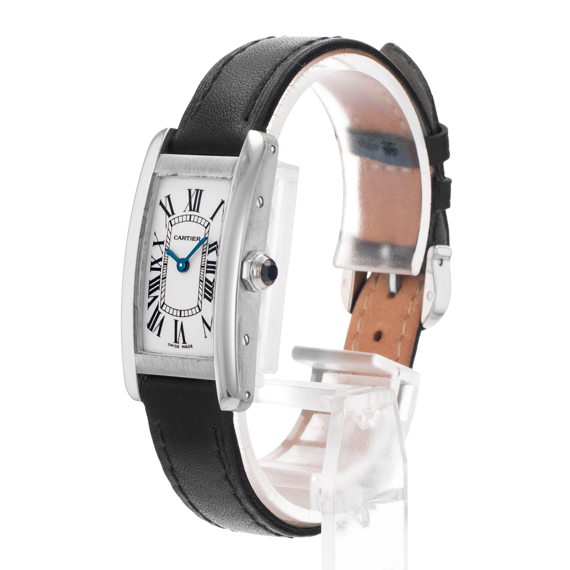 Cartier Tank Américaine 2489 Silver Dial White Gold Leather Ladies Watch thumbnail 4