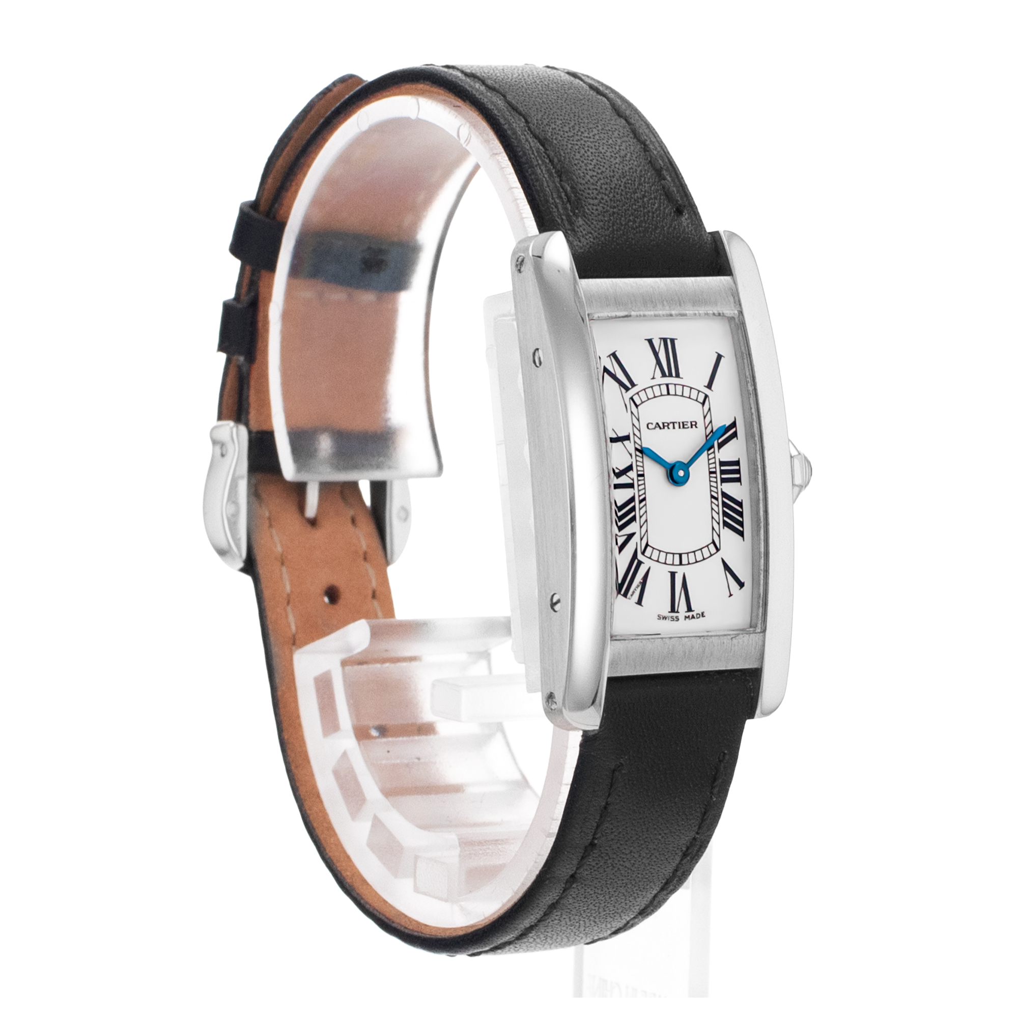 Cartier Tank Américaine 2489 Silver Dial White Gold Leather Ladies Watch thumbnail 7