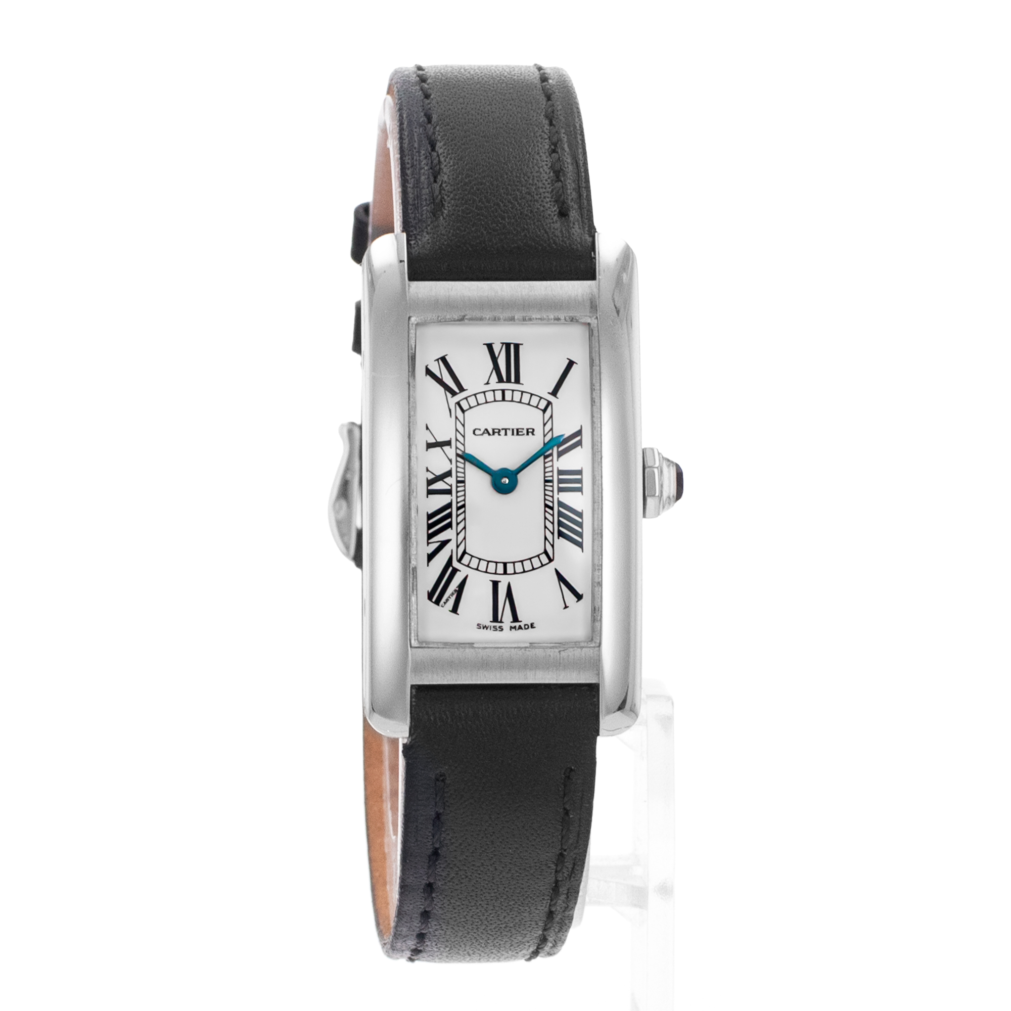 Cartier Tank Américaine 2489 Silver Dial White Gold Leather Ladies Watch thumbnail 8