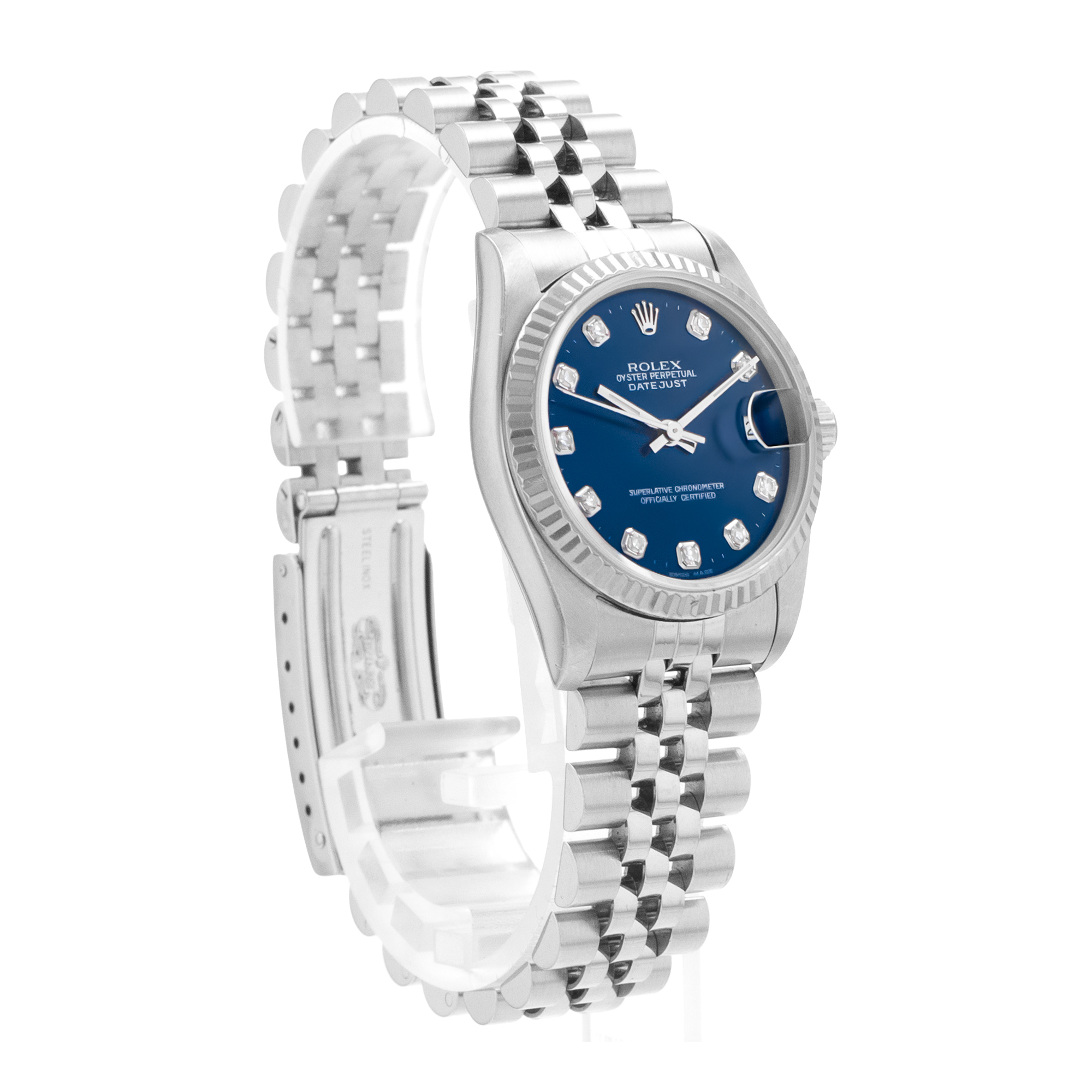 Rolex Datejust 31 68274 Factory Blue Diamond Dial Steel Jubilee Ladies Watch thumbnail 7
