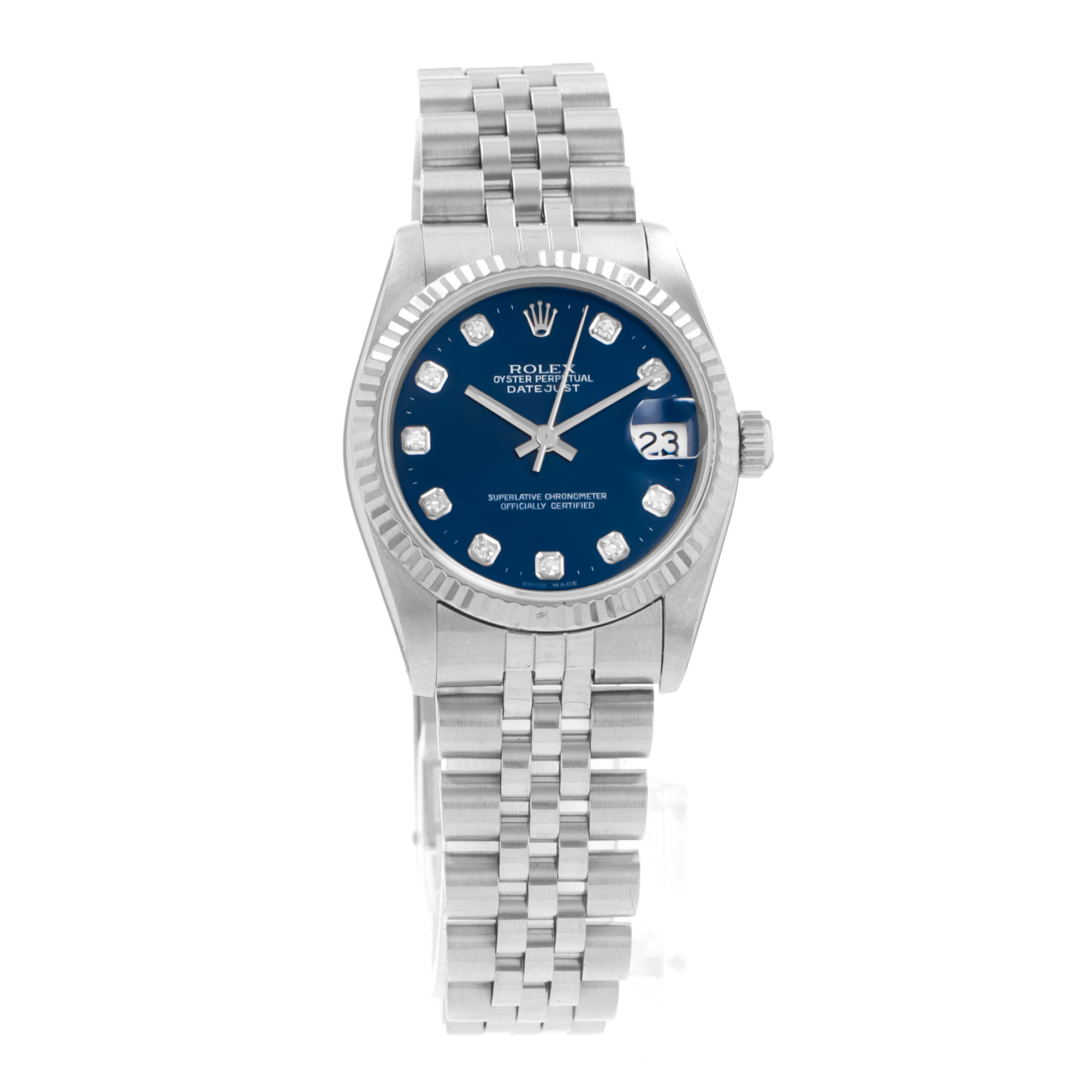 Rolex Datejust 31 68274 Factory Blue Diamond Dial Steel Jubilee Ladies Watch thumbnail 8