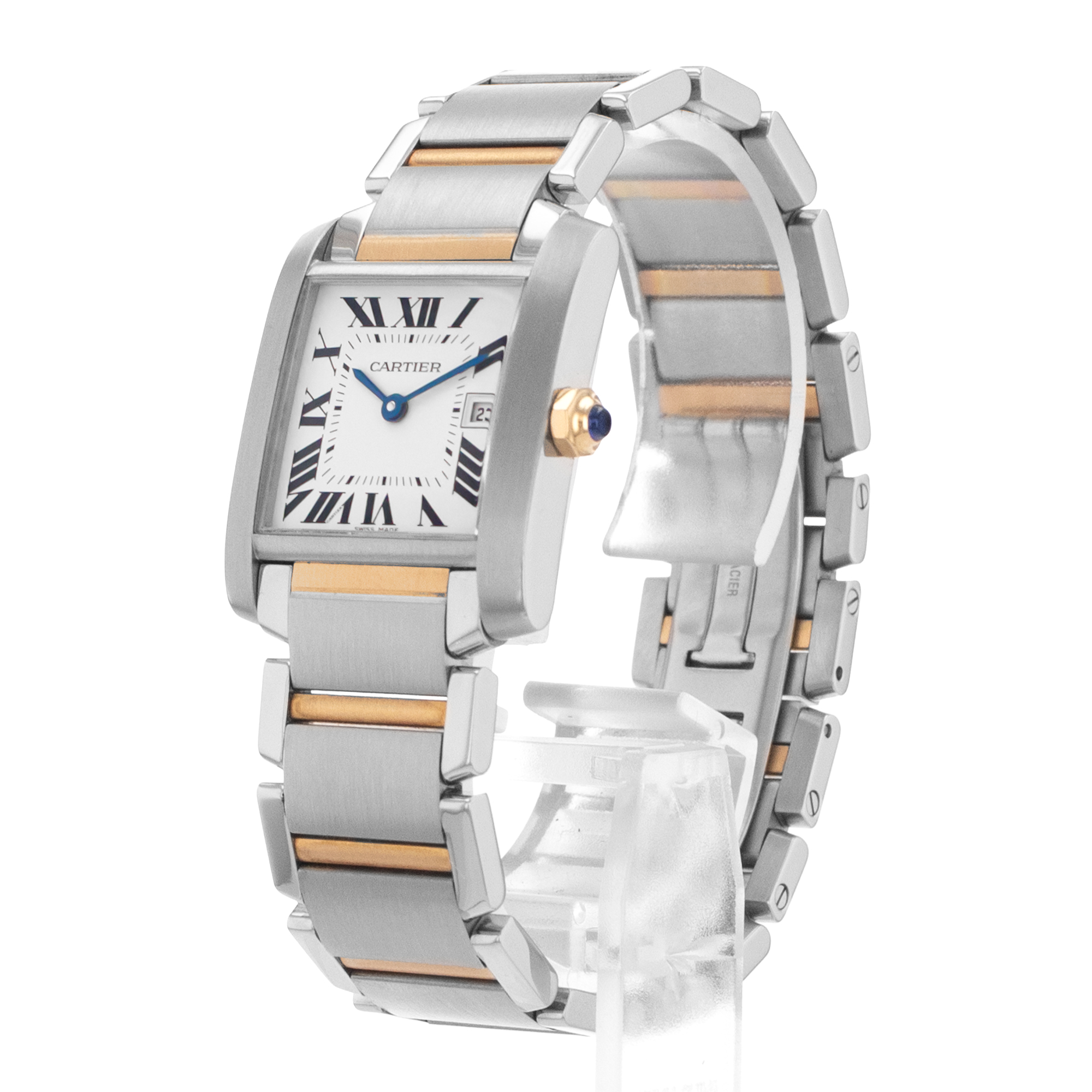 Cartier Tank Française W51012Q4 2465 25mm White Arabic Steel Gold Ladies Watch thumbnail 4