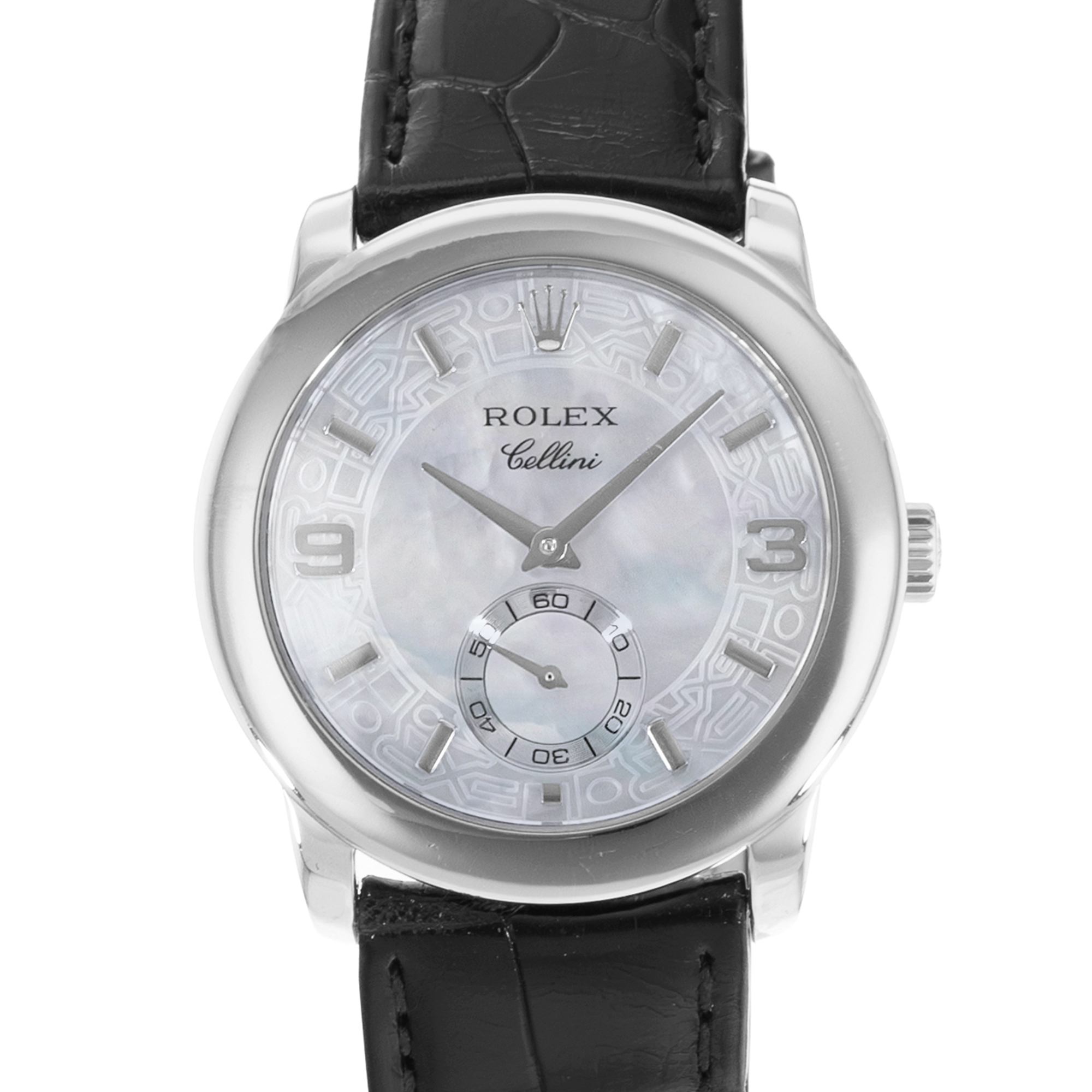 Rolex Cellini 5240 35mm Plattinum Mother of Pearl Manual Winding Mens Watch thumbnail 1