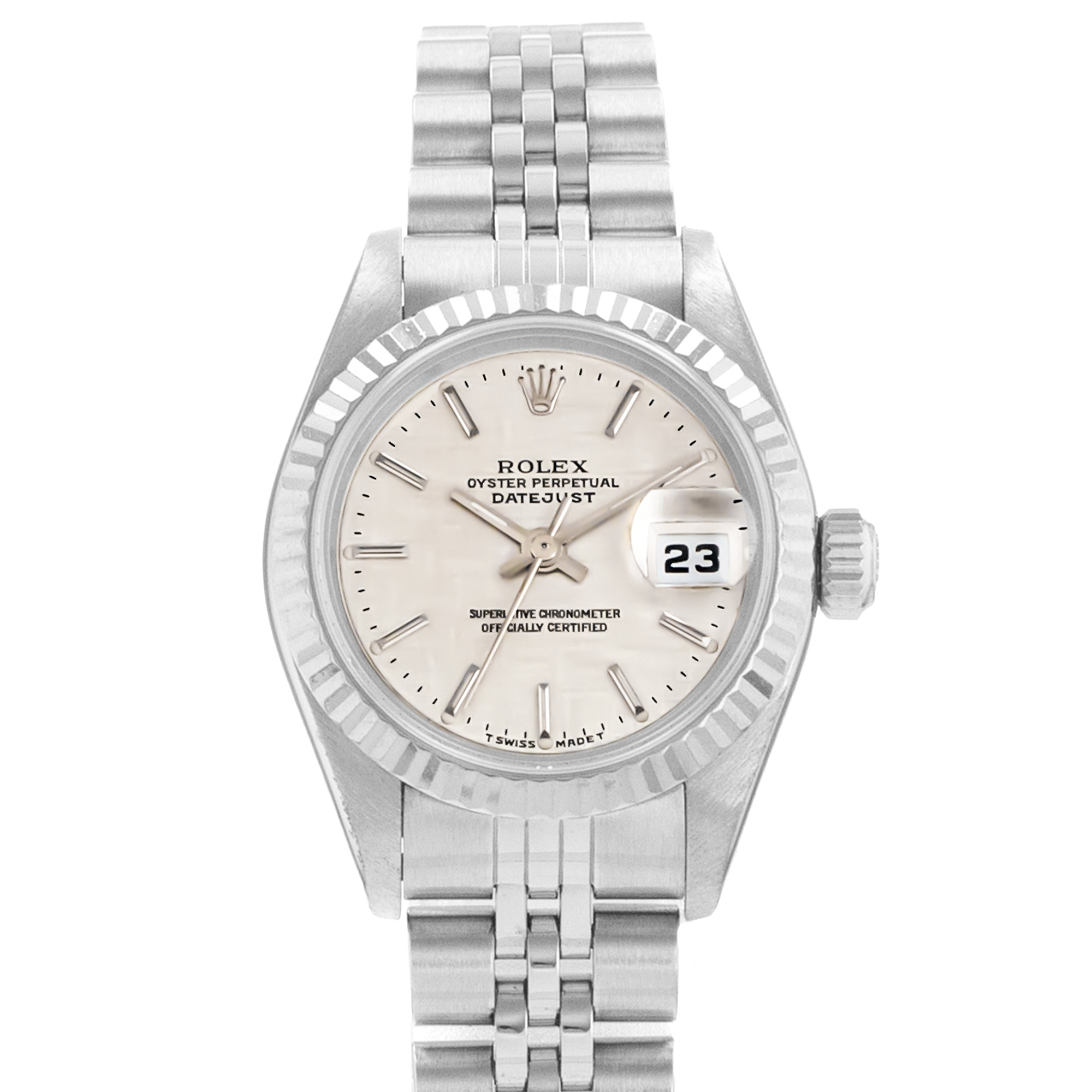 Rolex Datejust 26 69174 Mother of Pearl White Gold Fluted Jubilee Ladies Watch thumbnail 1