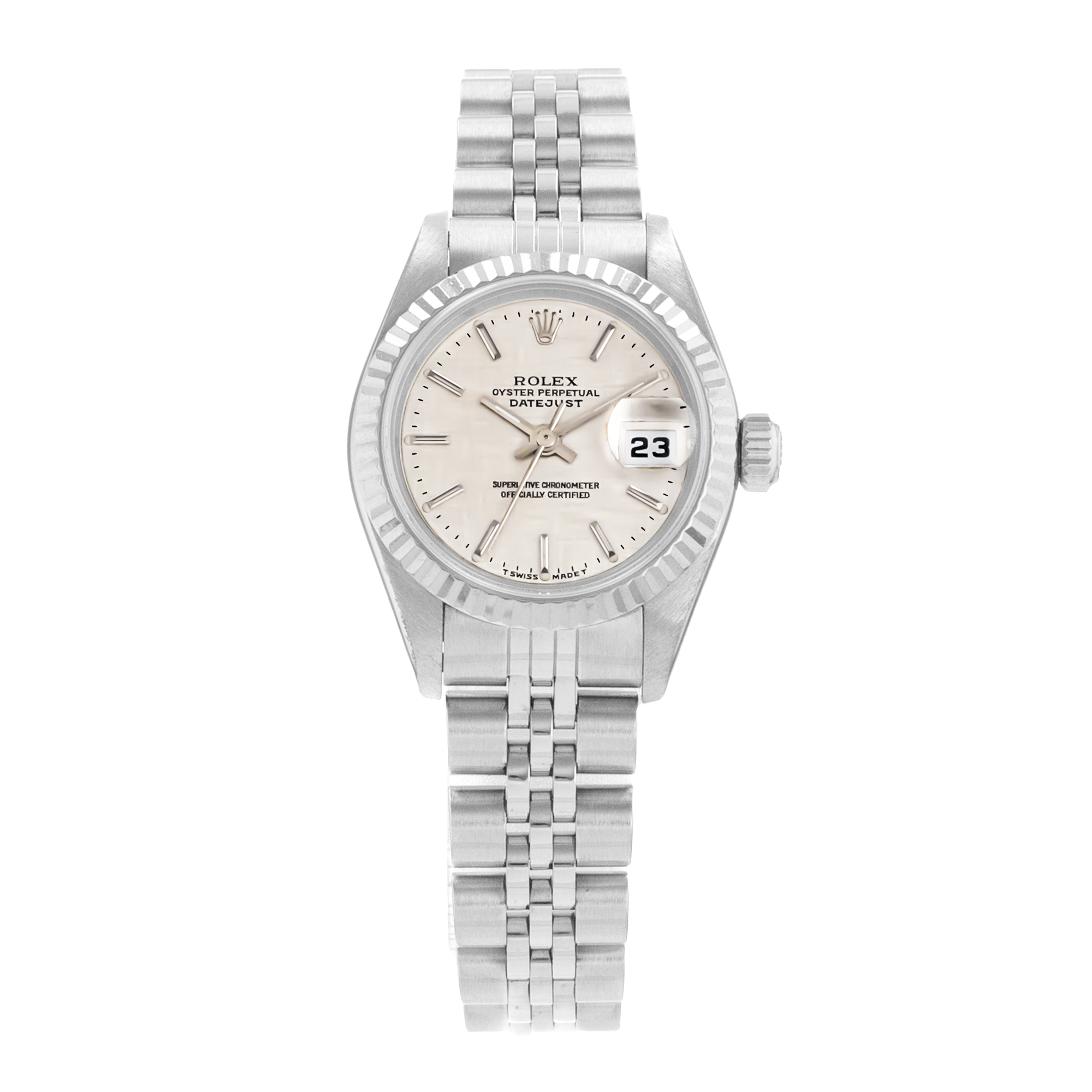 Rolex Datejust 26 69174 Mother of Pearl White Gold Fluted Jubilee Ladies Watch thumbnail 2