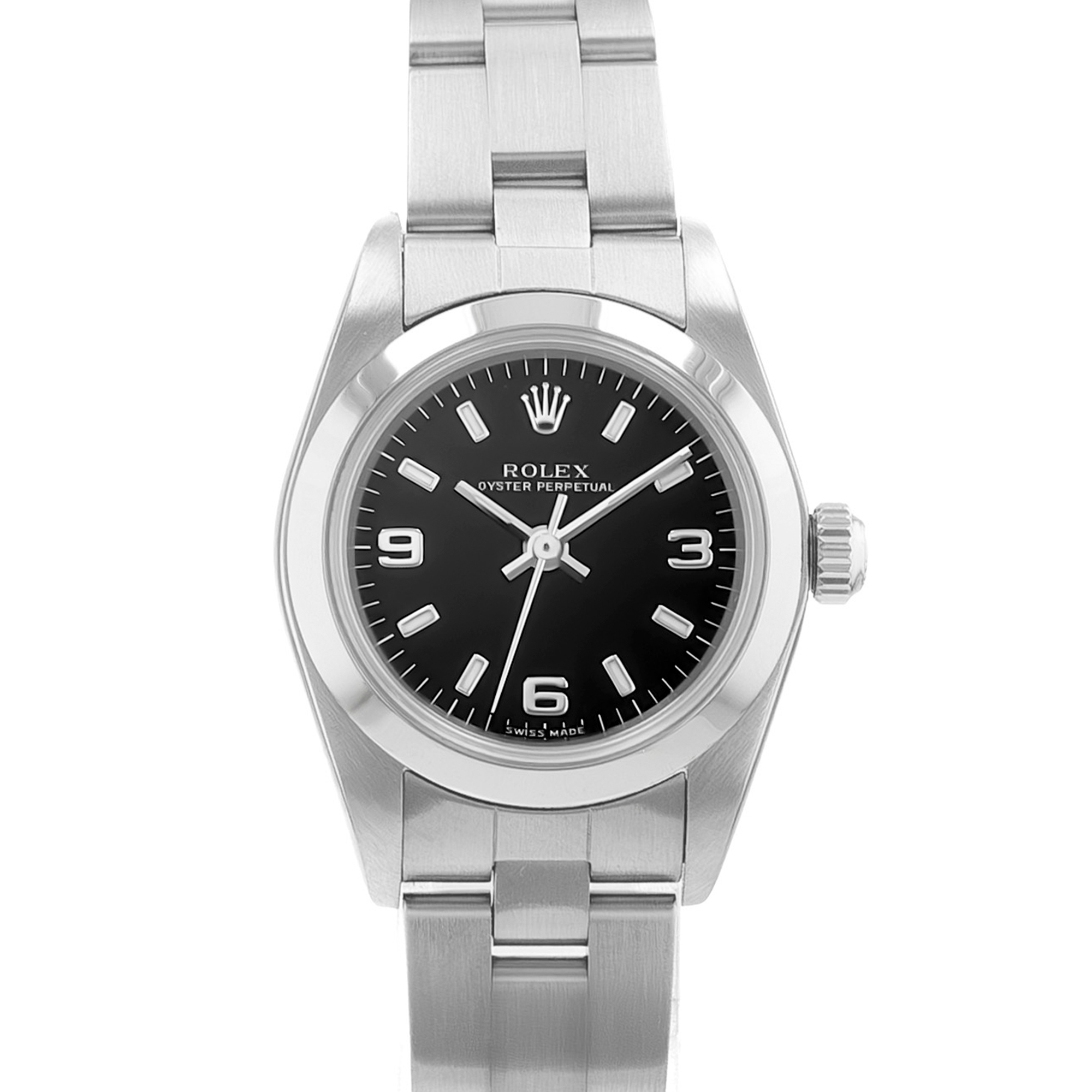 Rolex Oyster Perpetual 24 76080 Black Arabic Steel Oyster Ladies Watch 2000 thumbnail 1