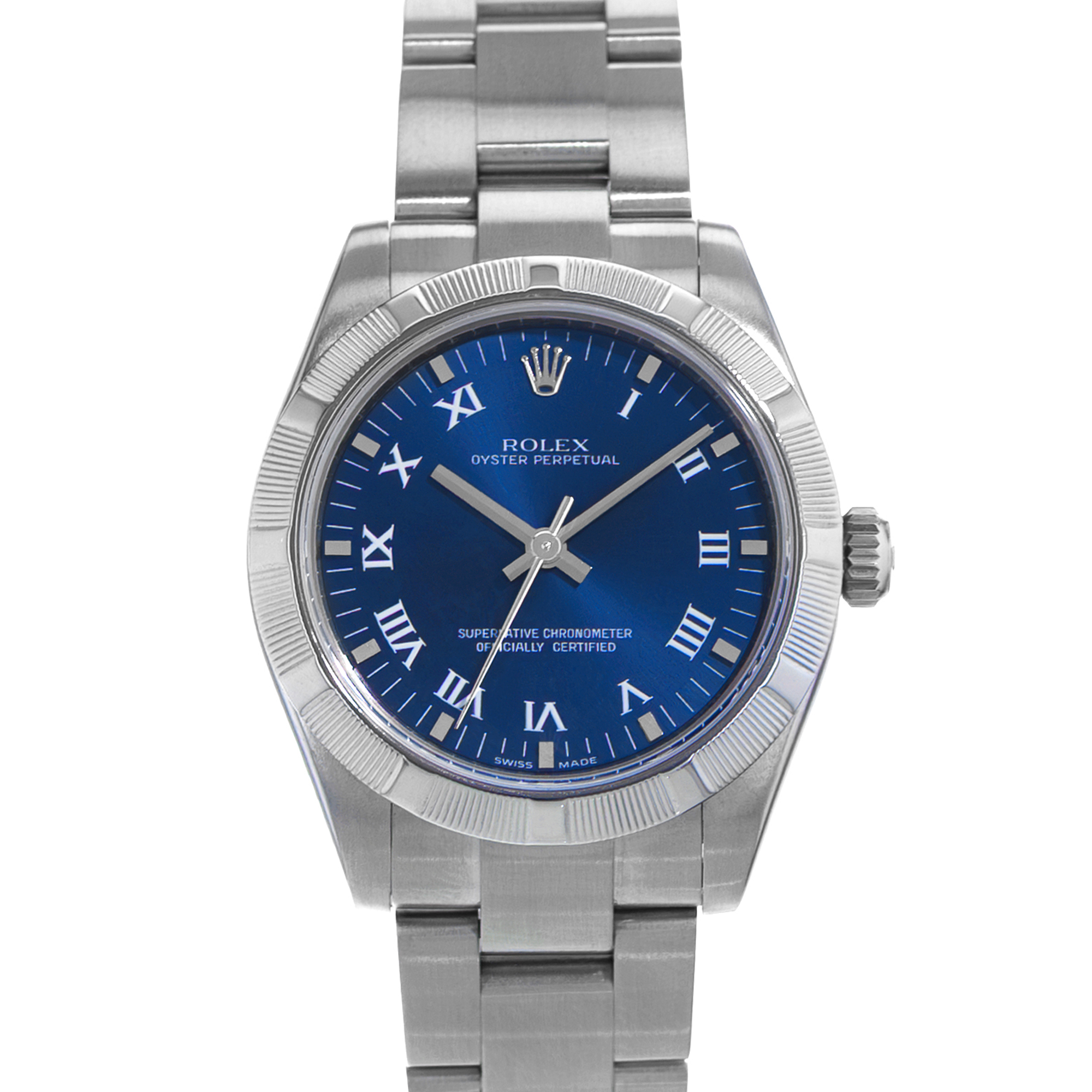 Rolex Oyster Perpetual 31 177210 Blue Roman Steel Oyster Ladies Watch 2006 thumbnail 1