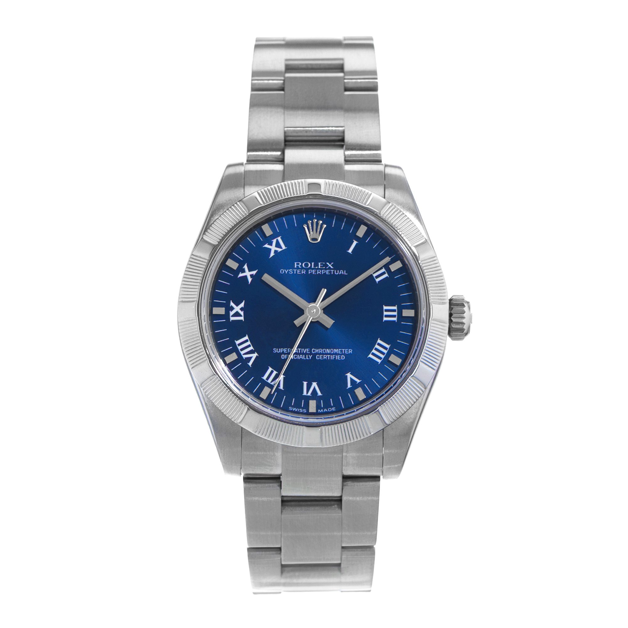 Rolex Oyster Perpetual 31 177210 Blue Roman Steel Oyster Ladies Watch 2006 thumbnail 2