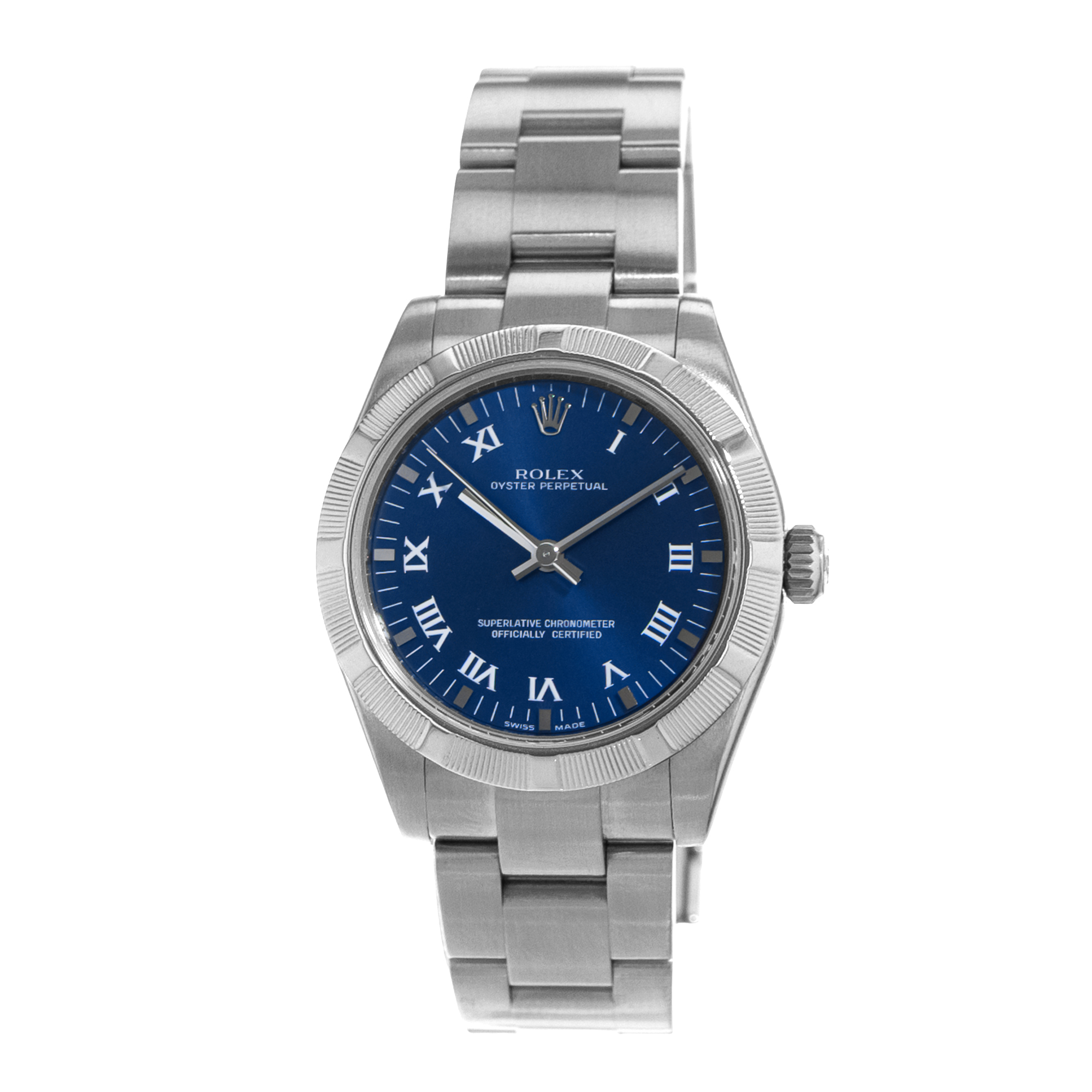 Rolex Oyster Perpetual 31 177210 Blue Roman Steel Oyster Ladies Watch 2006 thumbnail 3