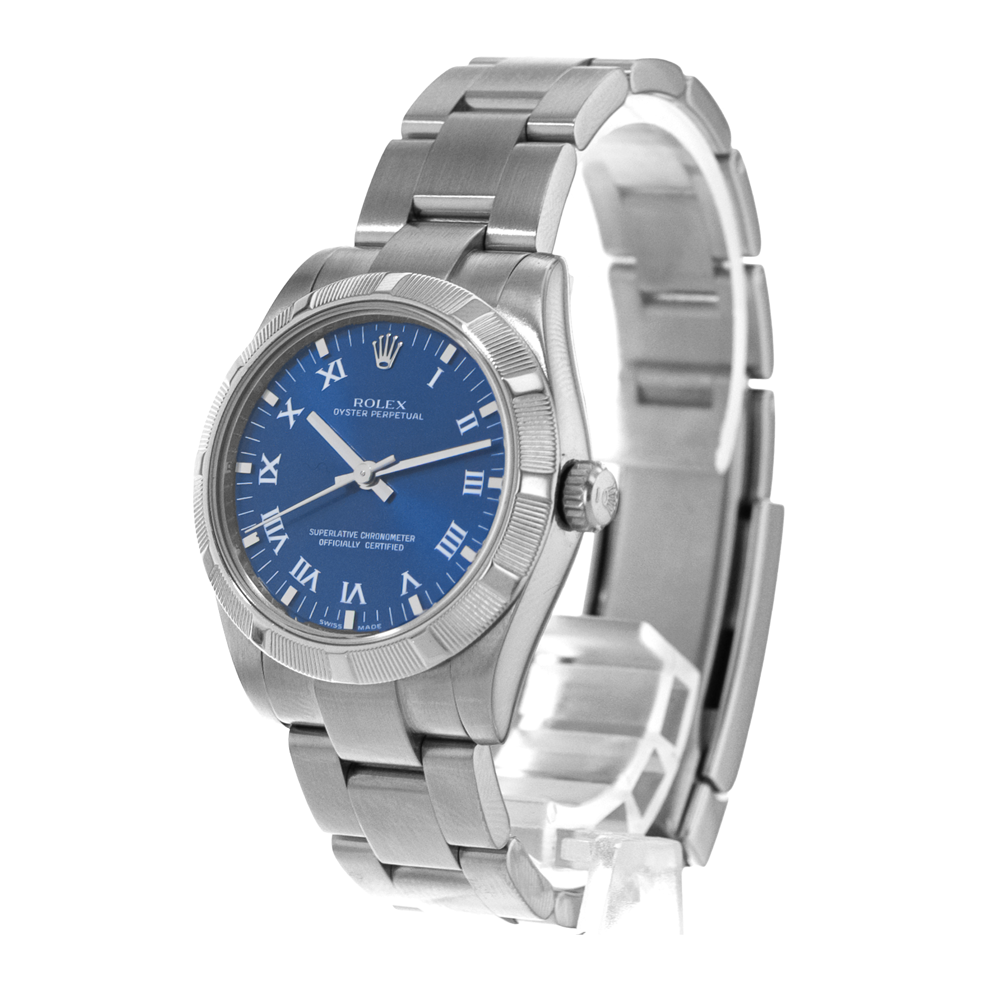 Rolex Oyster Perpetual 31 177210 Blue Roman Steel Oyster Ladies Watch 2006 thumbnail 4