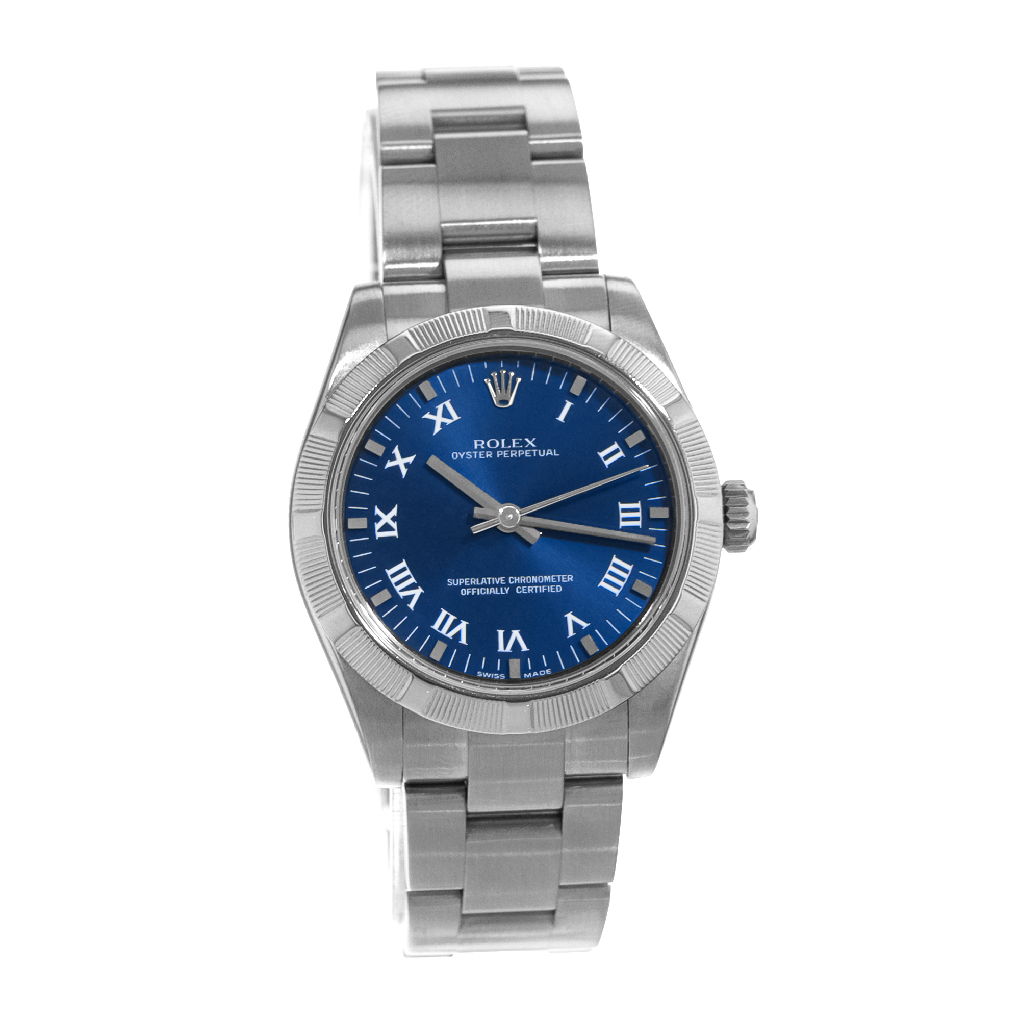 Rolex Oyster Perpetual 31 177210 Blue Roman Steel Oyster Ladies Watch 2006 thumbnail 8