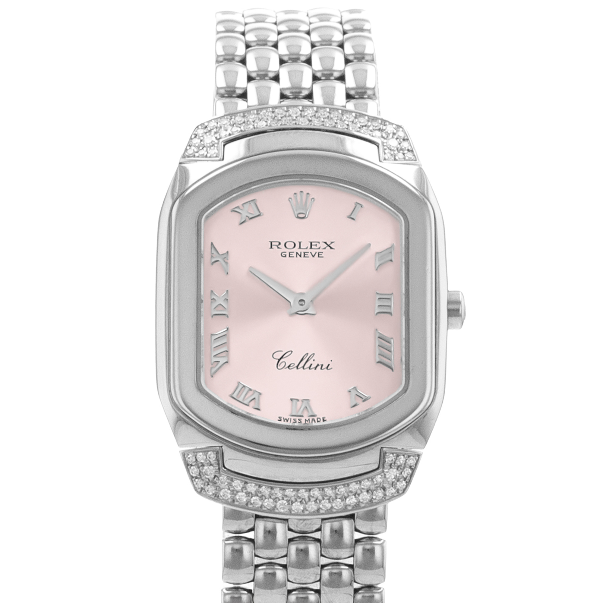 Rolex Cellini 6692 Cellissima Pink White Gold Factory Diamond Ladies Watch thumbnail 1