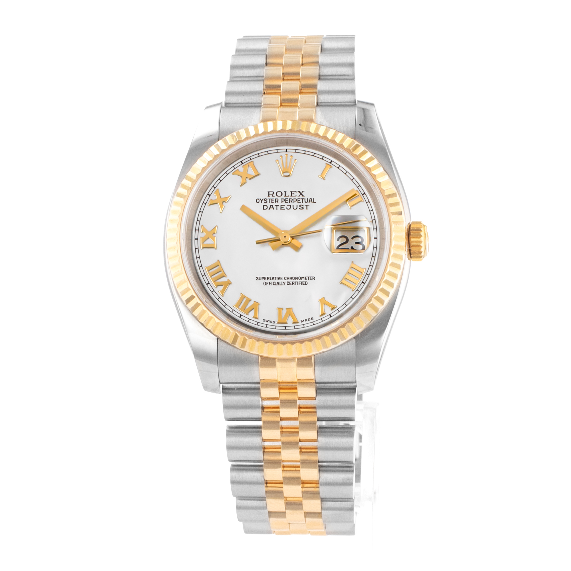 Rolex Datejust 36 116233 Roman Mother of Pearl Steel Yellow Gold Mens Watch 2004 thumbnail 4