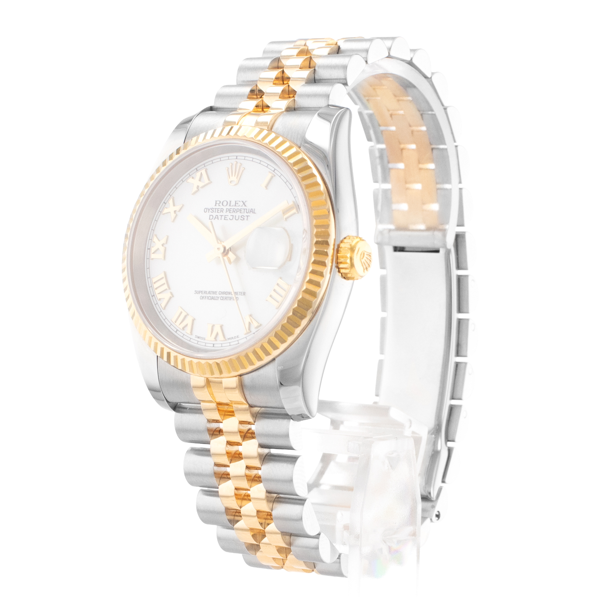 Rolex Datejust 36 116233 Roman Mother of Pearl Steel Yellow Gold Mens Watch 2004 thumbnail 5