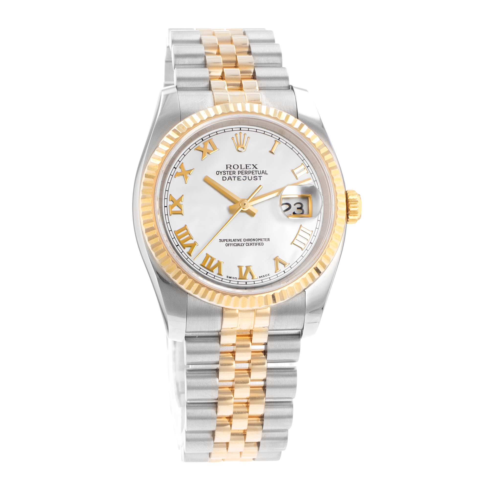 Rolex Datejust 36 116233 Roman Mother of Pearl Steel Yellow Gold Mens Watch 2004 thumbnail 9