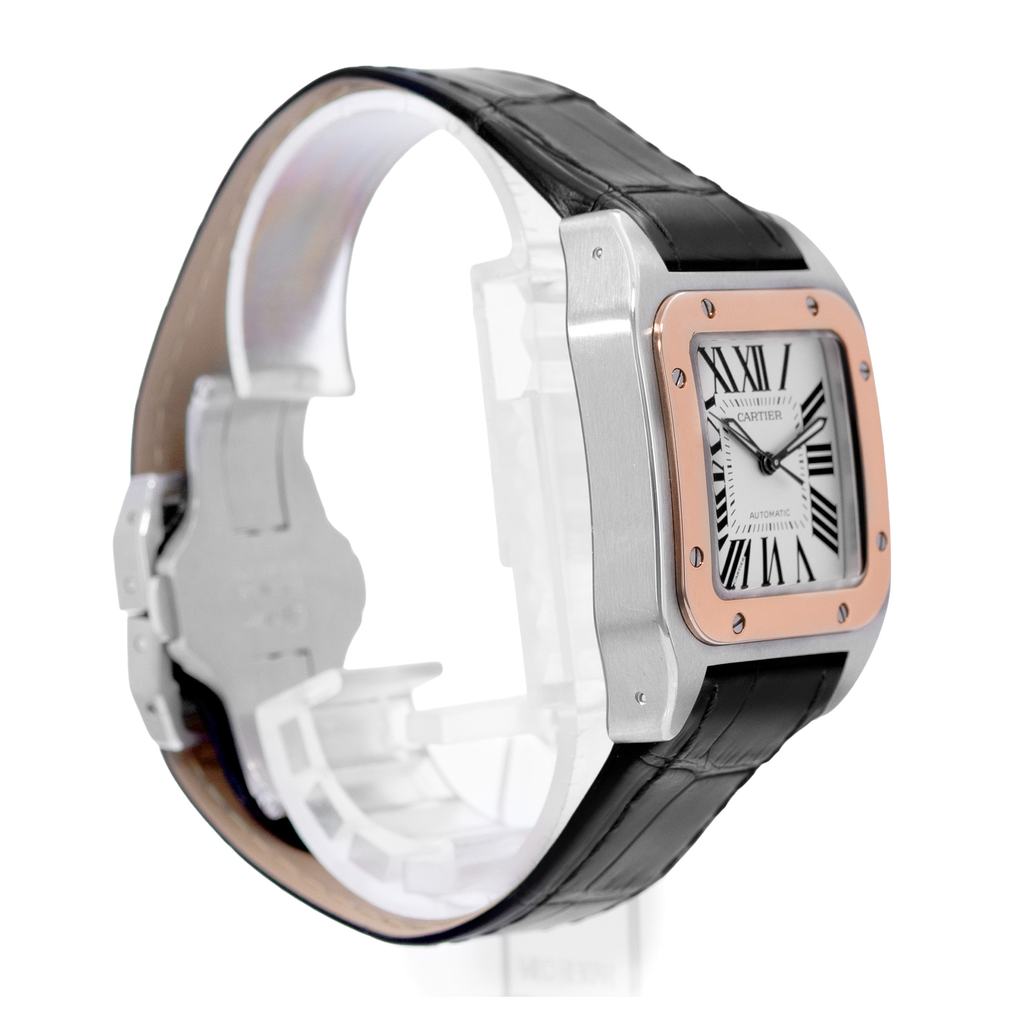 Cartier Santos 100 W20107X7 2878 33mm Silver Steel Rose Gold Mens Watch 2013 thumbnail 5