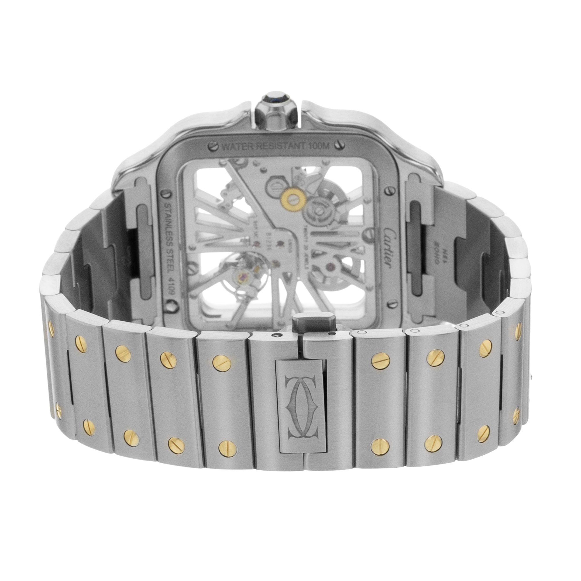 Cartier Santos WHSA0019 4109 39mm Skeleton Steel Gold Manual Mens Watch thumbnail 10