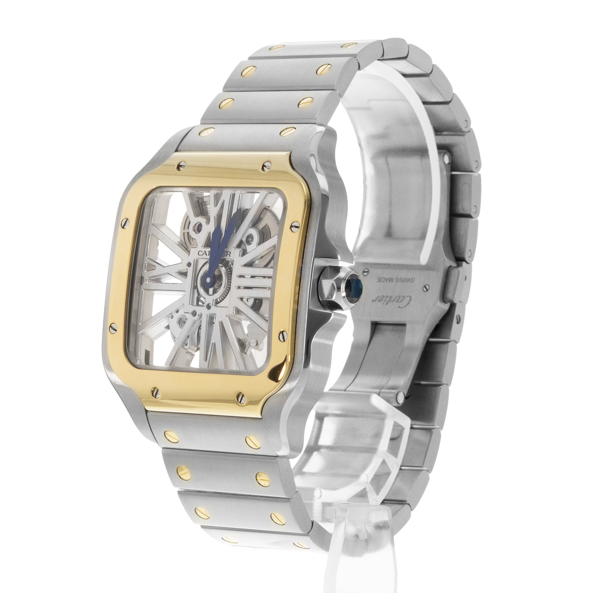Cartier Santos WHSA0019 4109 39mm Skeleton Steel Gold Manual Mens Watch thumbnail 5