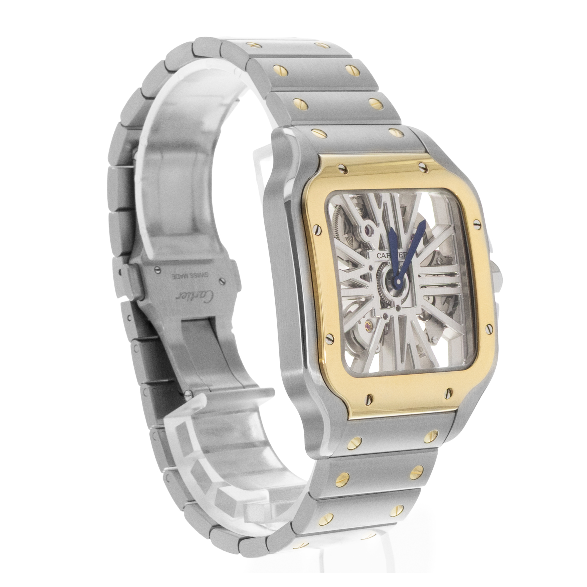 Cartier Santos WHSA0019 4109 39mm Skeleton Steel Gold Manual Mens Watch thumbnail 8