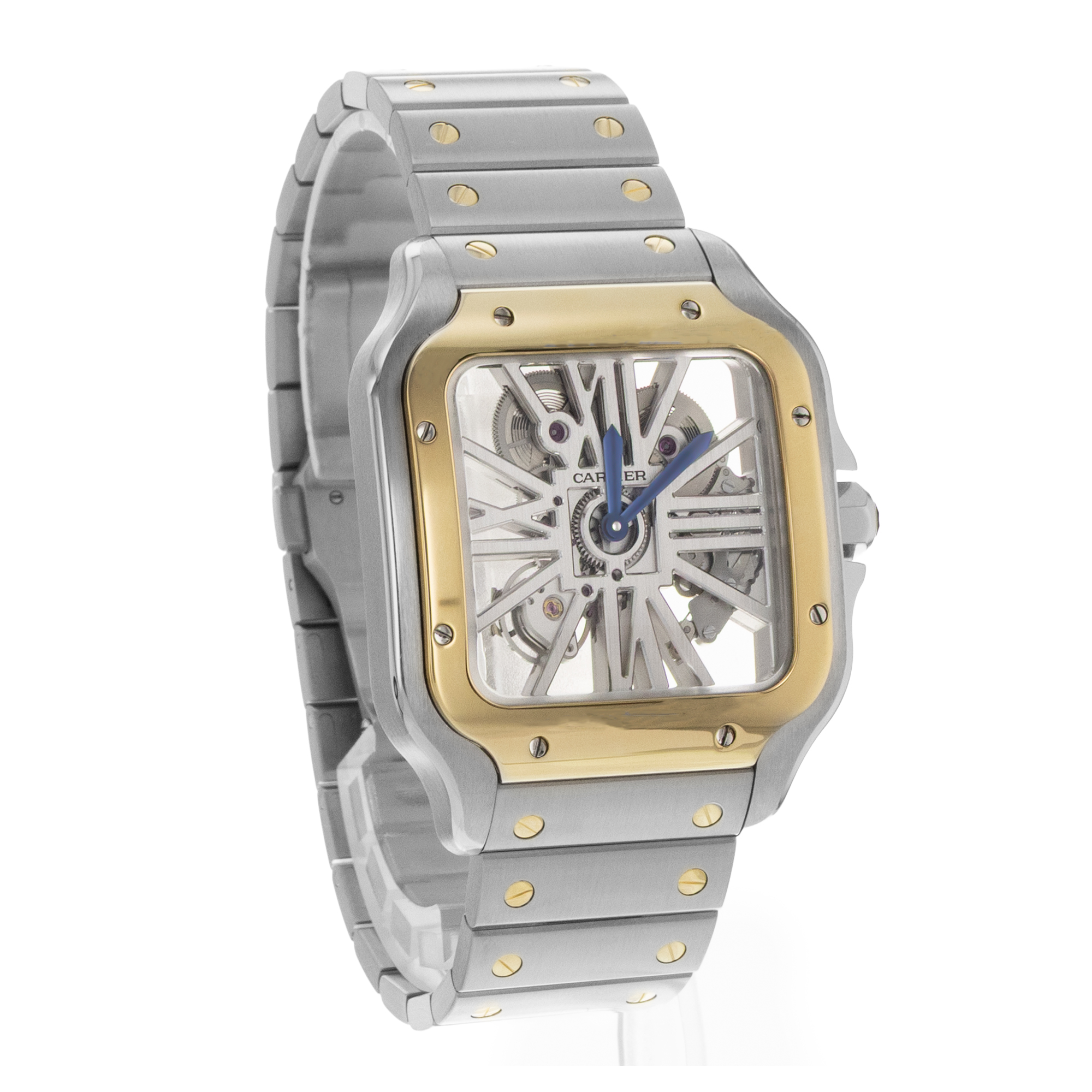 Cartier Santos WHSA0019 4109 39mm Skeleton Steel Gold Manual Mens Watch thumbnail 9