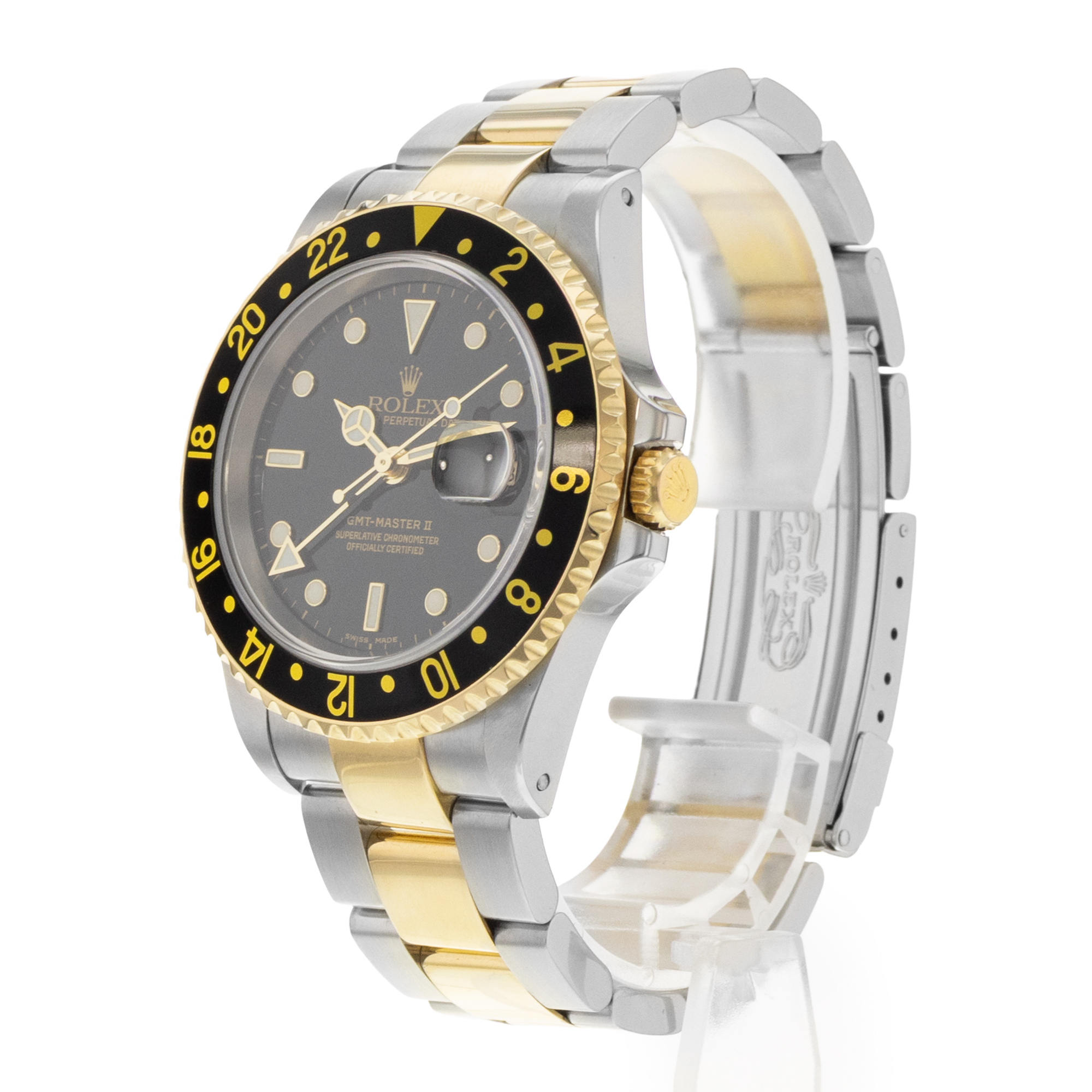 Rolex GMT-Master II 16713 40mm Black Steel Yellow Gold Automatic Mens Watch 2001 thumbnail 4