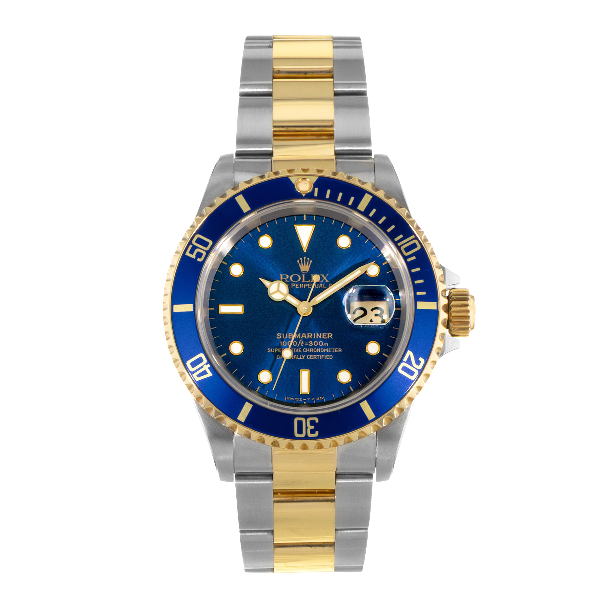 Rolex Submariner Date 16613 40mm Blue Steel Yellow Gold Oyster Mens Watch 1998 thumbnail 2