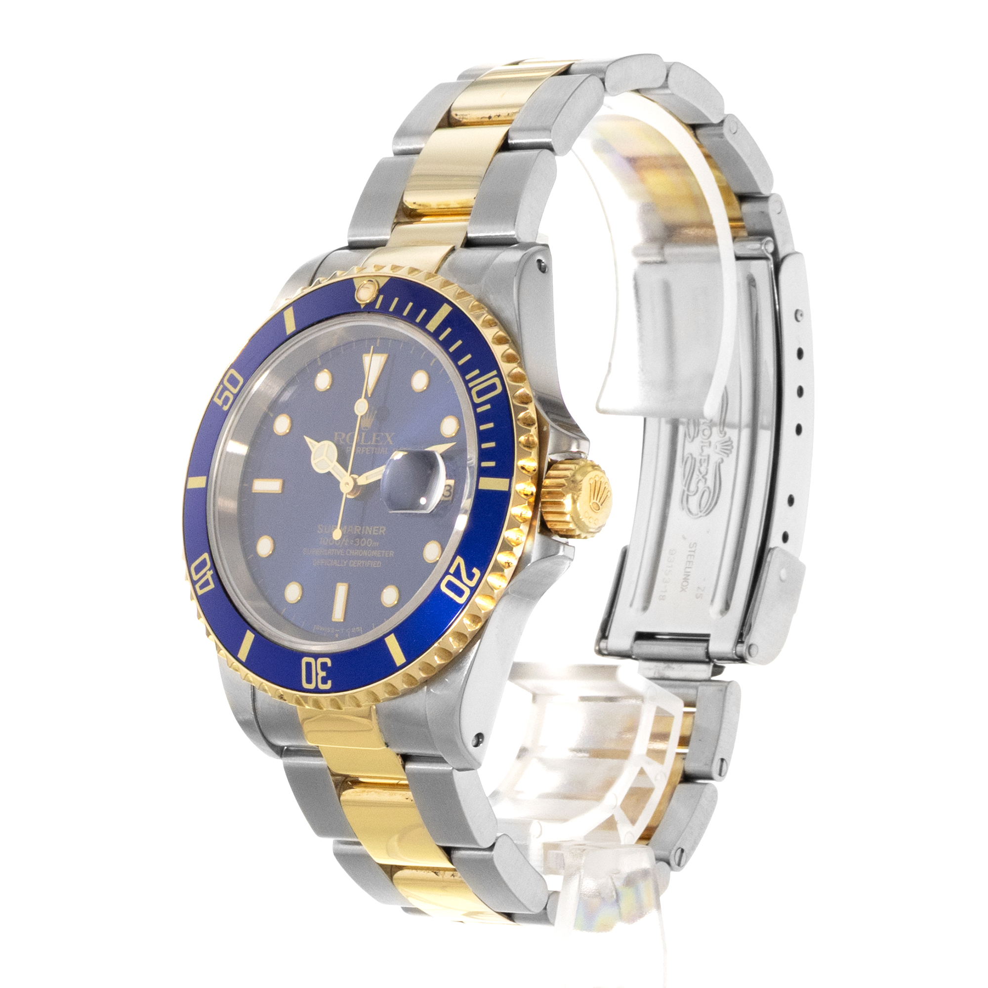 Rolex Submariner Date 16613 40mm Blue Steel Yellow Gold Oyster Mens Watch 1998 thumbnail 5
