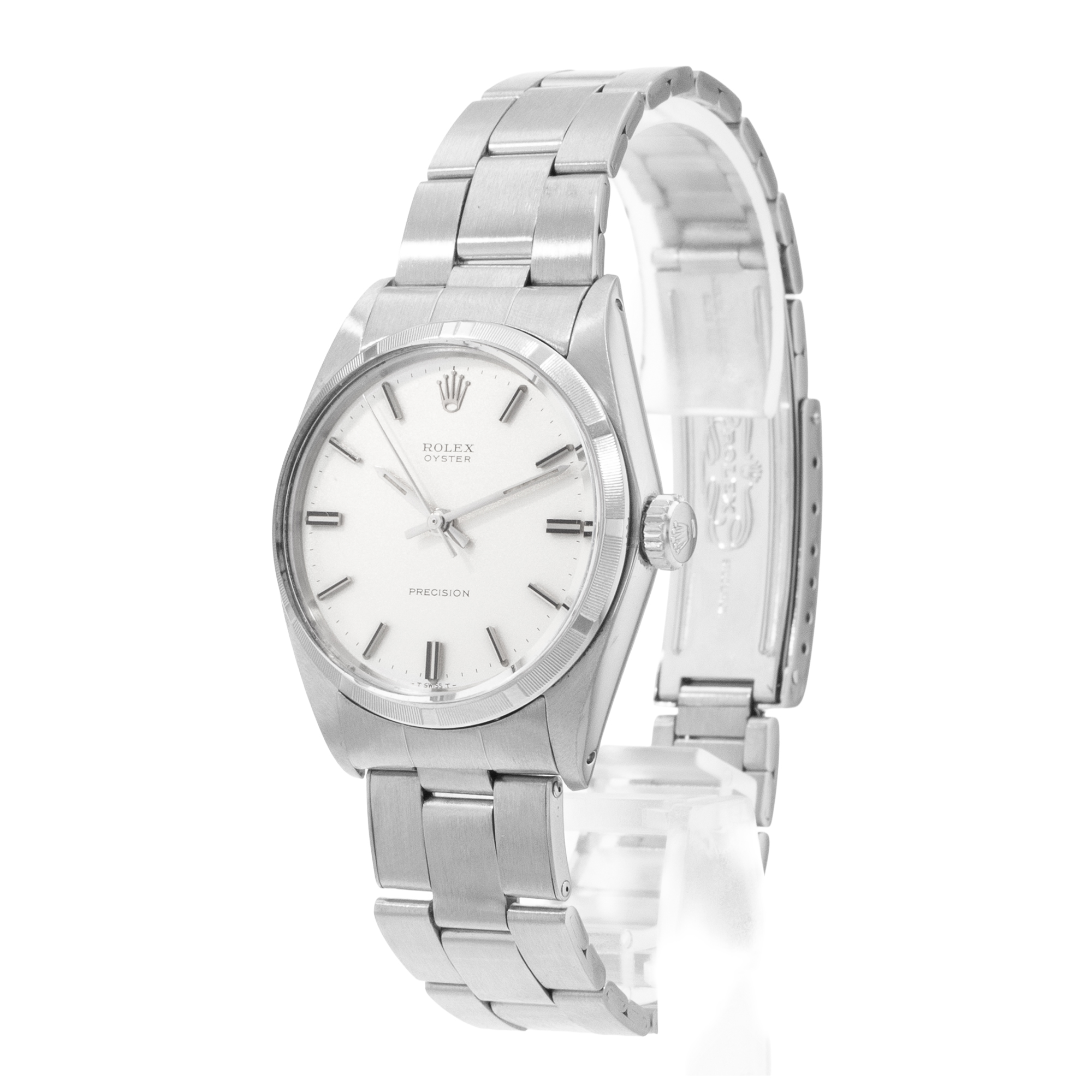 Rolex Oyster Precision 6427 34mm Vintage Silver Index Steel Mens Watch 1970 thumbnail 4