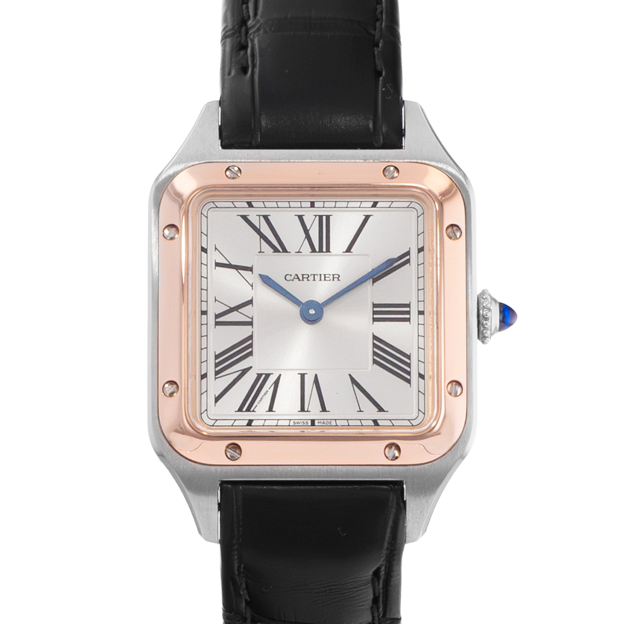Cartier Santos Dumont W2SA0012 4242 Silver Roman Steel Rose Gold Mens Watch 2021 thumbnail 1