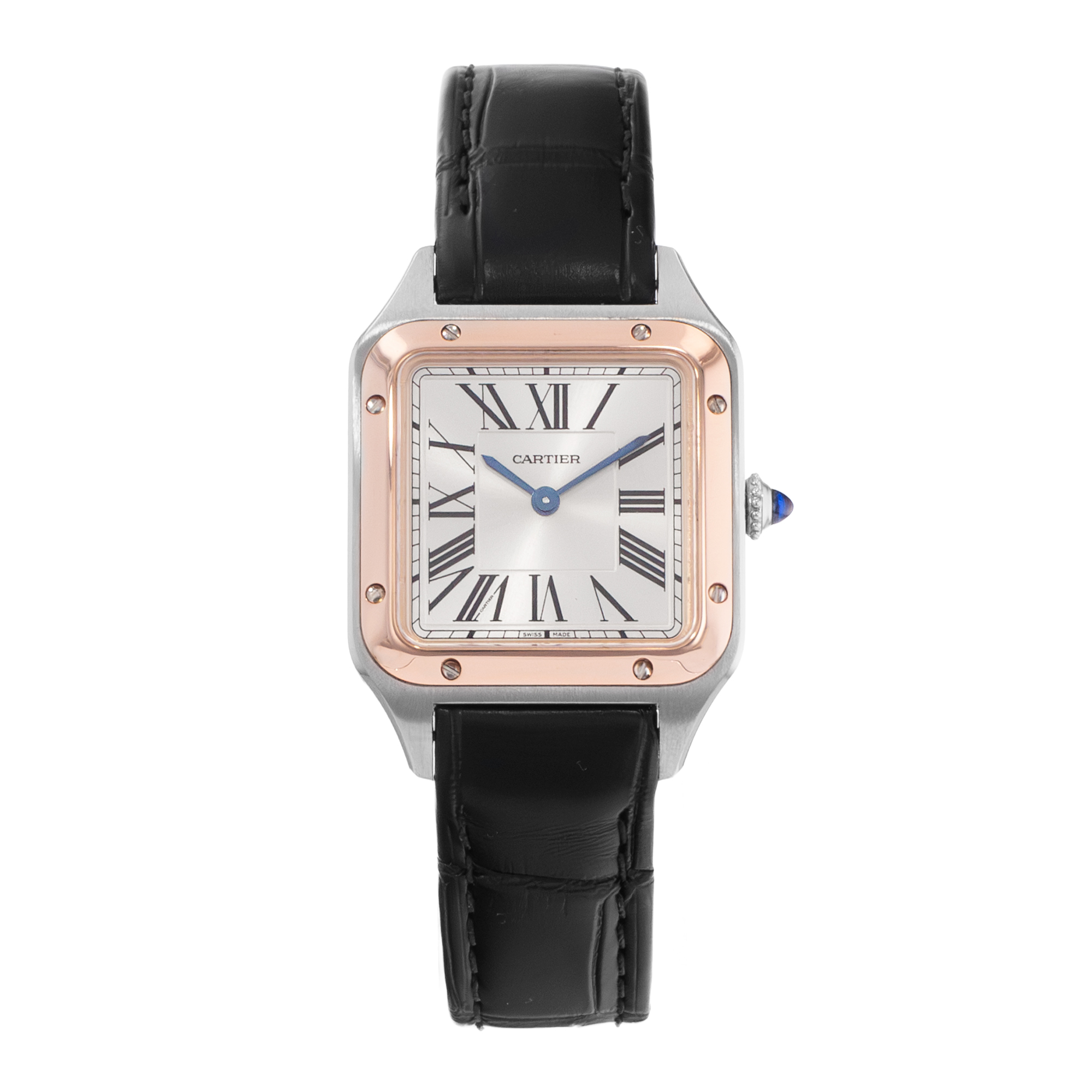Cartier Santos Dumont W2SA0012 4242 Silver Roman Steel Rose Gold Mens Watch 2021 thumbnail 2