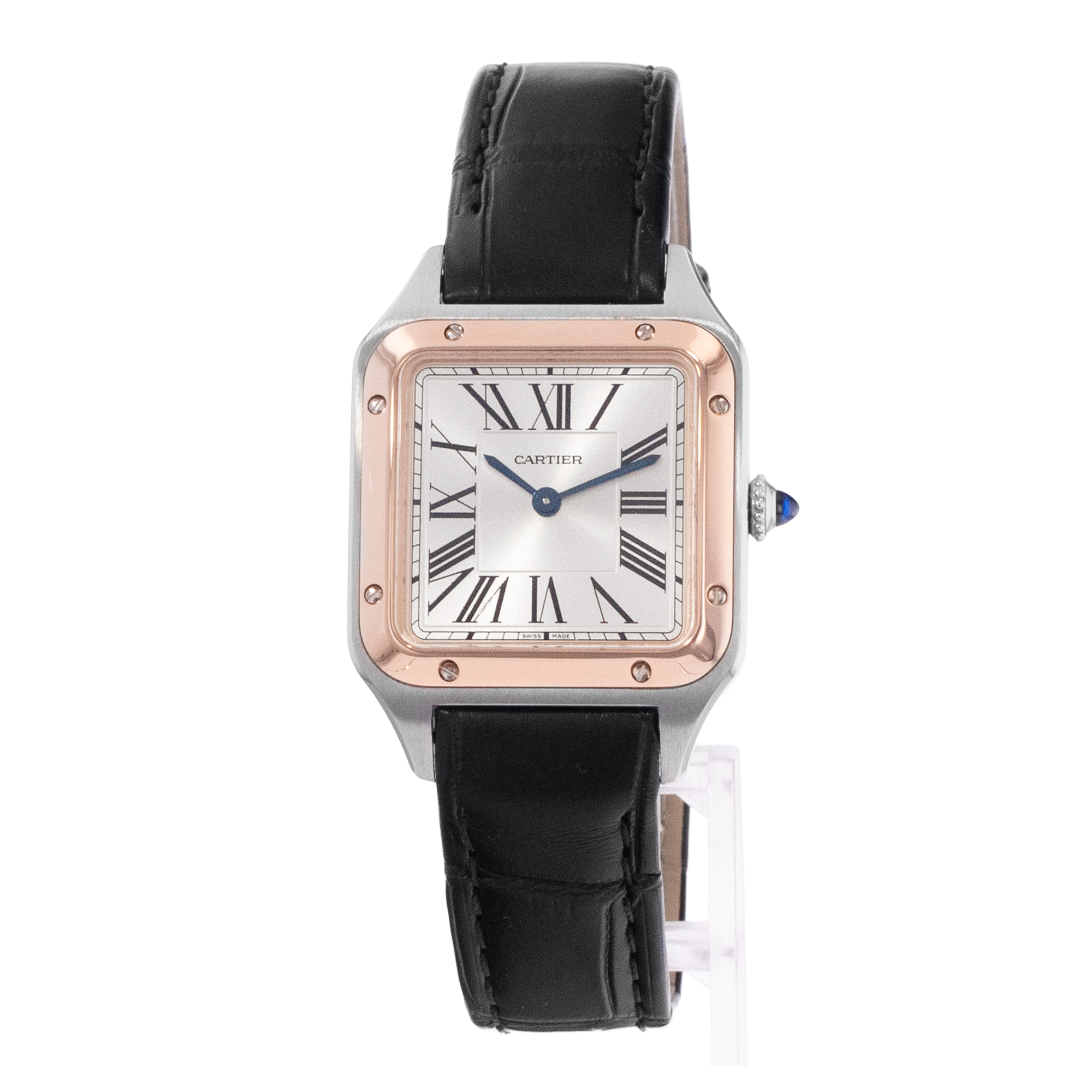 Cartier Santos Dumont W2SA0012 4242 Silver Roman Steel Rose Gold Mens Watch 2021 thumbnail 4