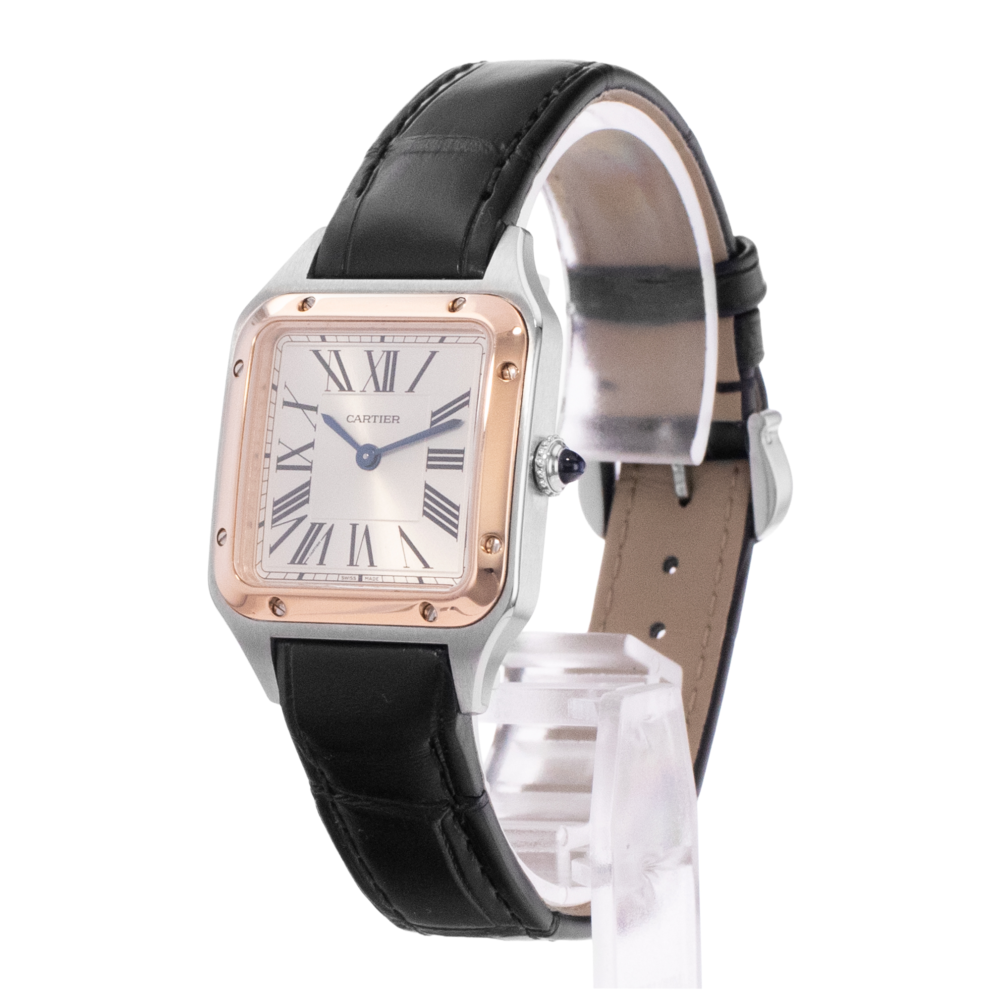 Cartier Santos Dumont W2SA0012 4242 Silver Roman Steel Rose Gold Mens Watch 2021 thumbnail 5