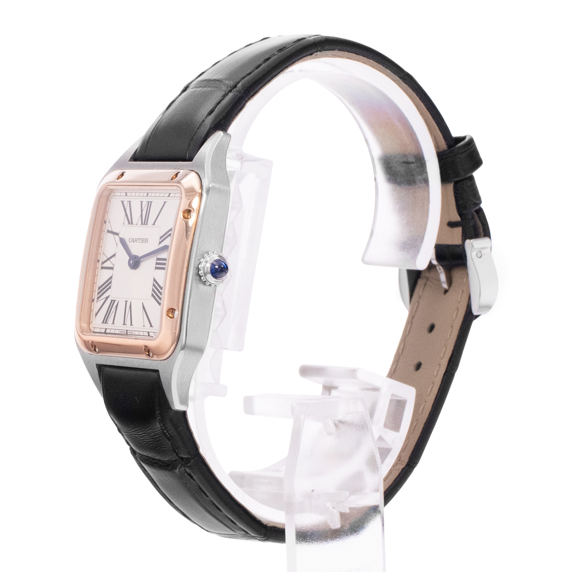 Cartier Santos Dumont W2SA0012 4242 Silver Roman Steel Rose Gold Mens Watch 2021 thumbnail 6