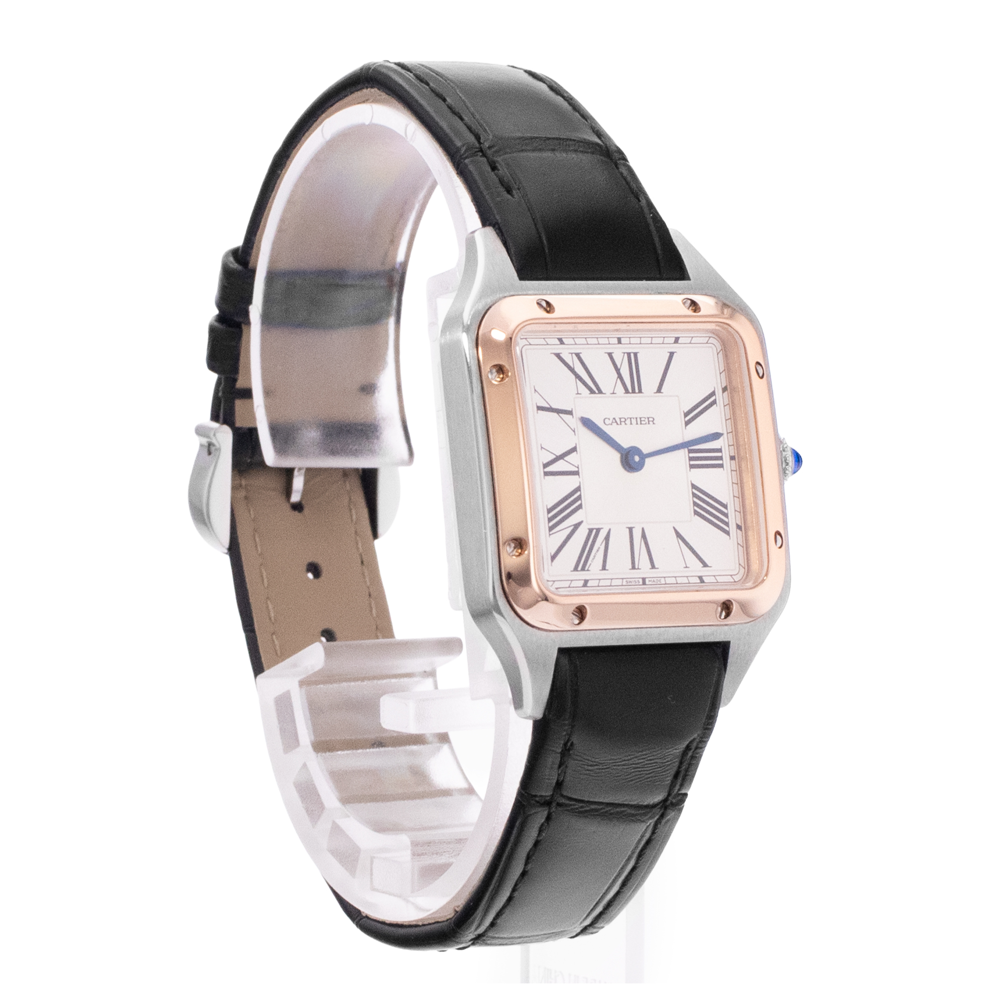 Cartier Santos Dumont W2SA0012 4242 Silver Roman Steel Rose Gold Mens Watch 2021 thumbnail 7