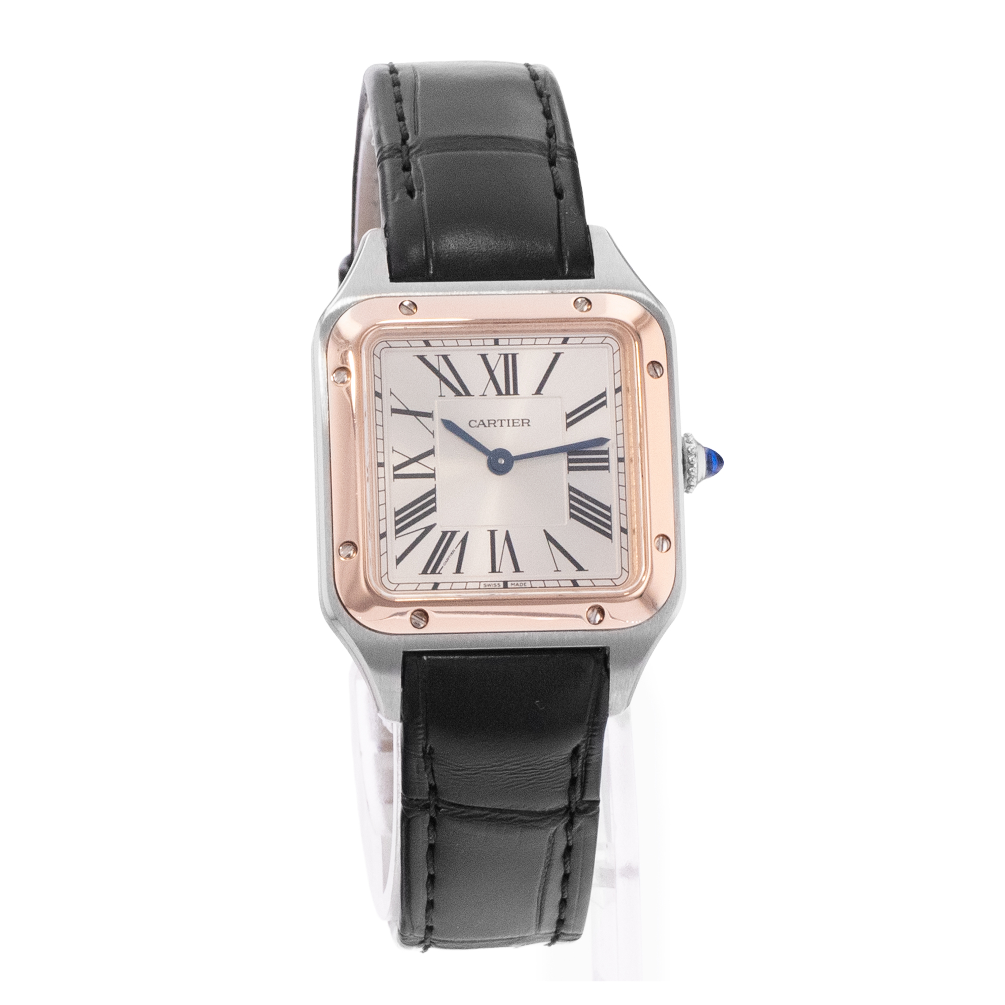 Cartier Santos Dumont W2SA0012 4242 Silver Roman Steel Rose Gold Mens Watch 2021 thumbnail 8