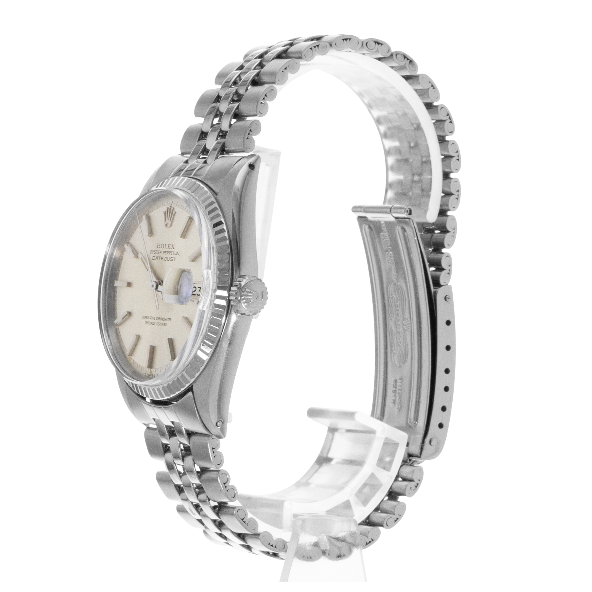 Rolex Datejust 36 1601 Silver Index Steel White Gold Jubilee Mens Watch 1972 thumbnail 5