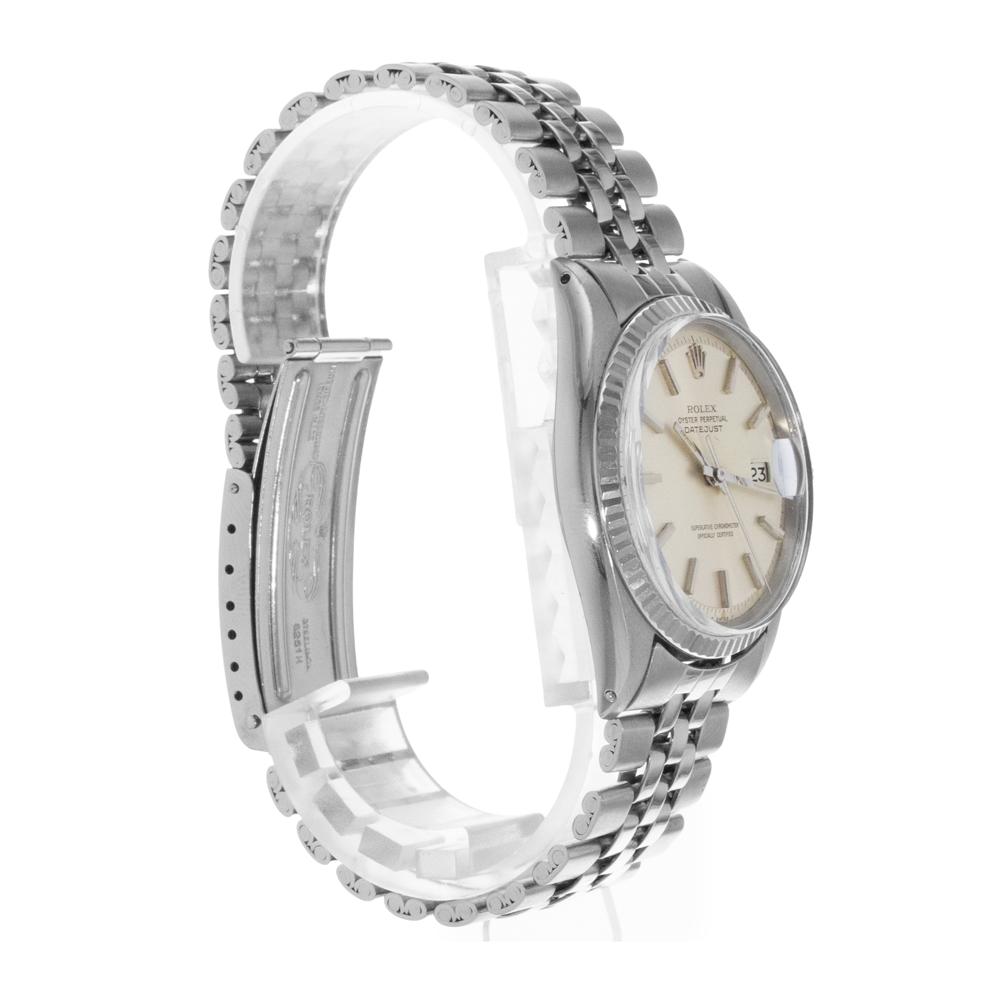 Rolex Datejust 36 1601 Silver Index Steel White Gold Jubilee Mens Watch 1972 thumbnail 6