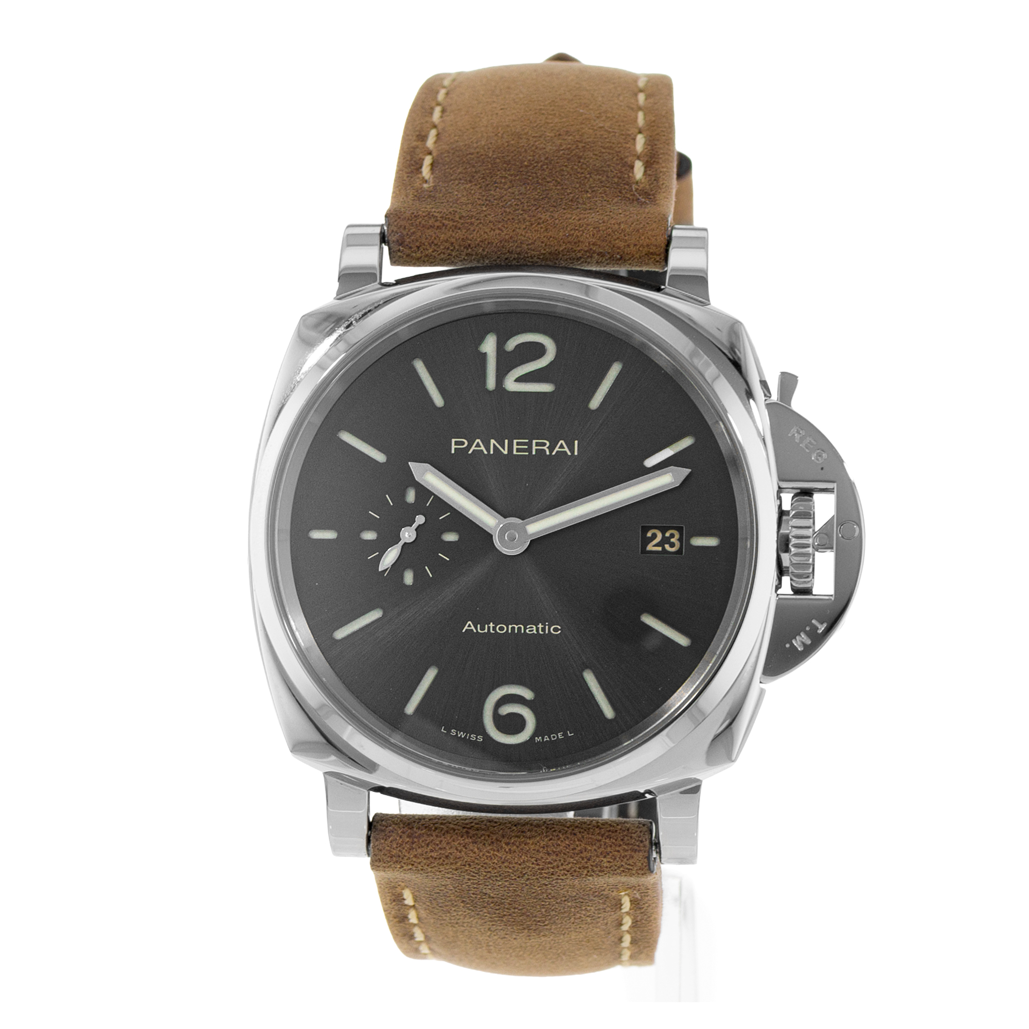 Panerai Luminor Due PAM 00904 42mm Grey Steel Date Automatic Mens Watch thumbnail 3