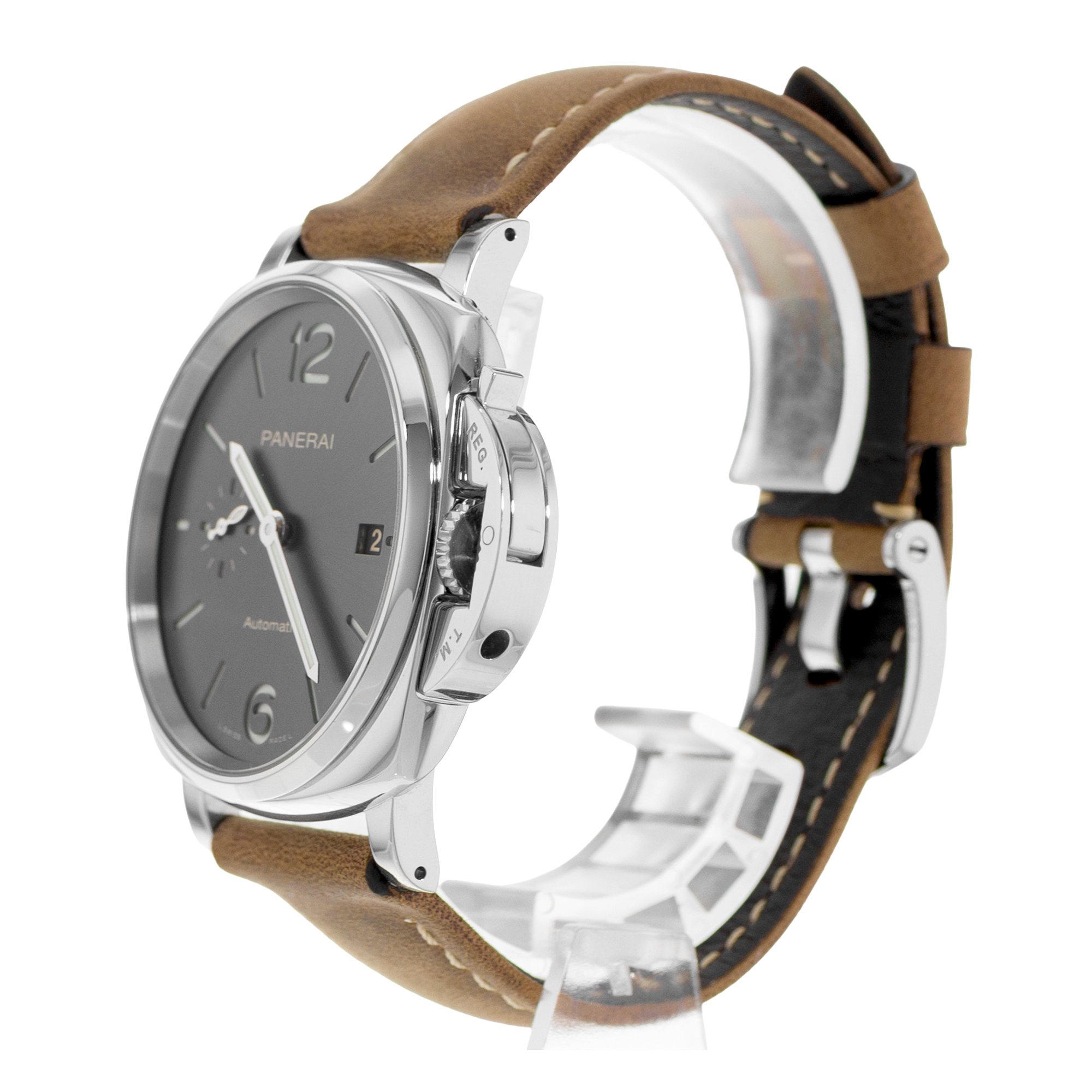 Panerai Luminor Due PAM 00904 42mm Grey Steel Date Automatic Mens Watch thumbnail 4