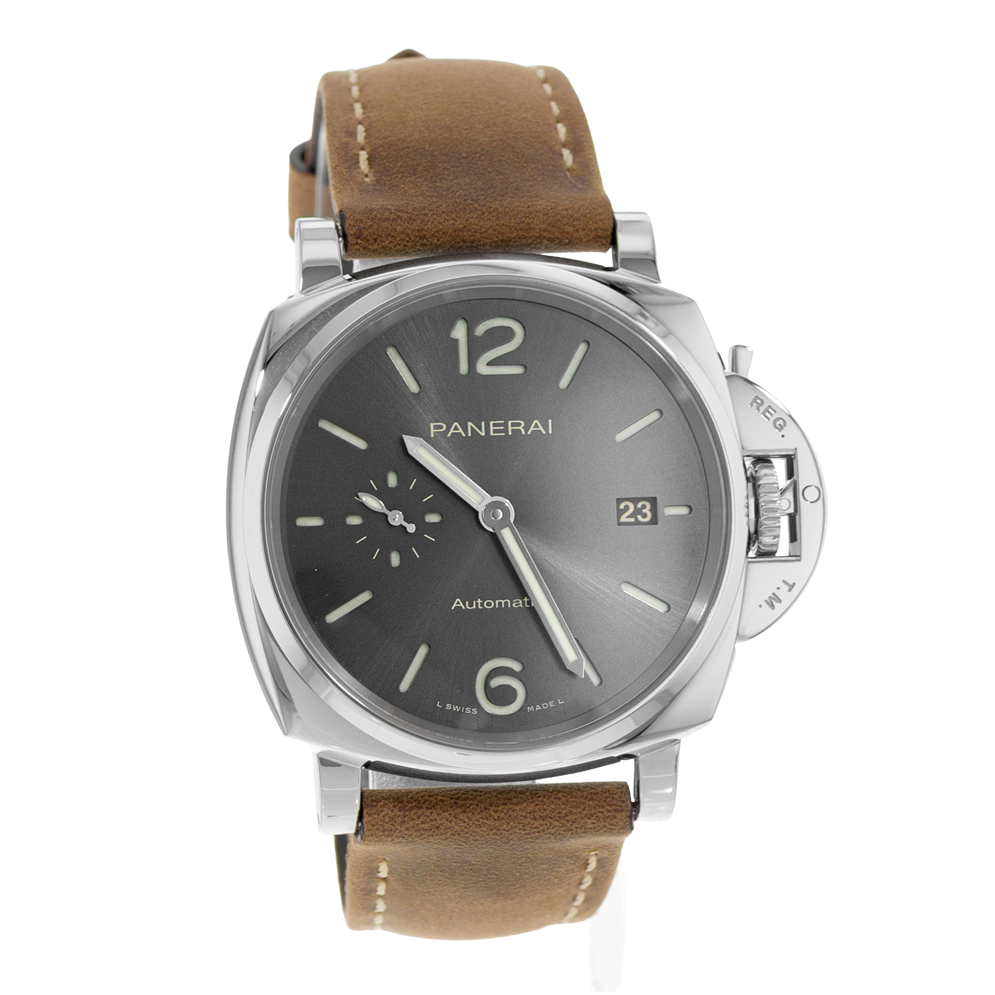 Panerai Luminor Due PAM 00904 42mm Grey Steel Date Automatic Mens Watch thumbnail 6