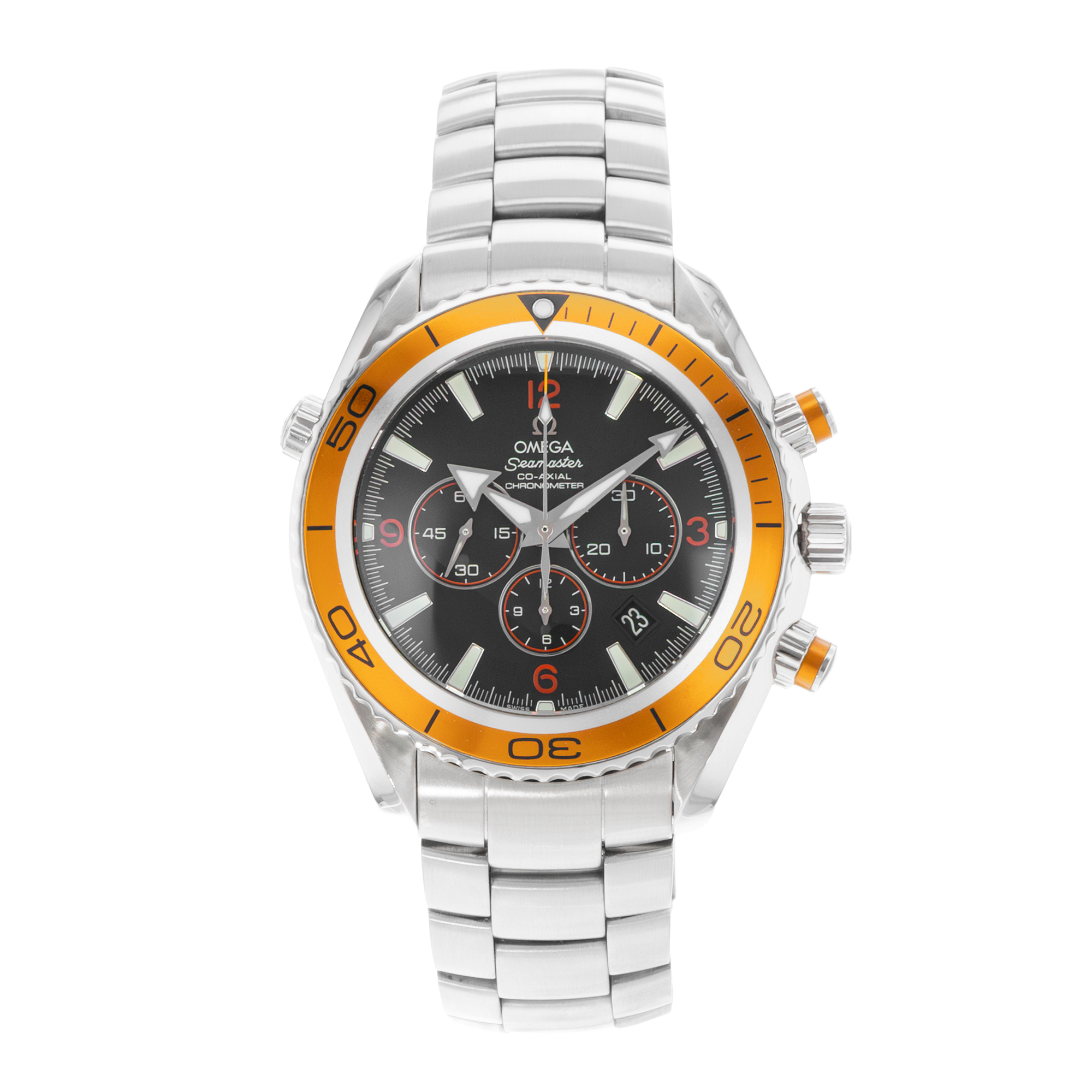 Omega Seamaster Planet Ocean Chronograph 22185000 45mm Steel Mens Watch 2007 thumbnail 2