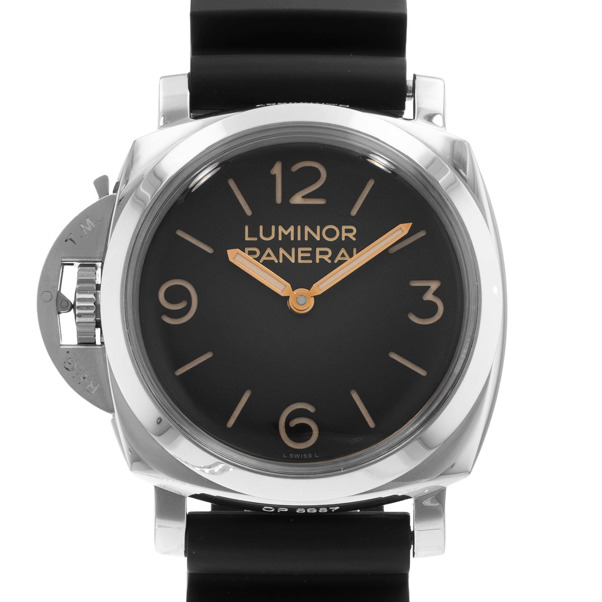 Panerai Luminor 1950 PAM 00557 47mm Black Steel Left Handed Mens Watch 2016 thumbnail 1