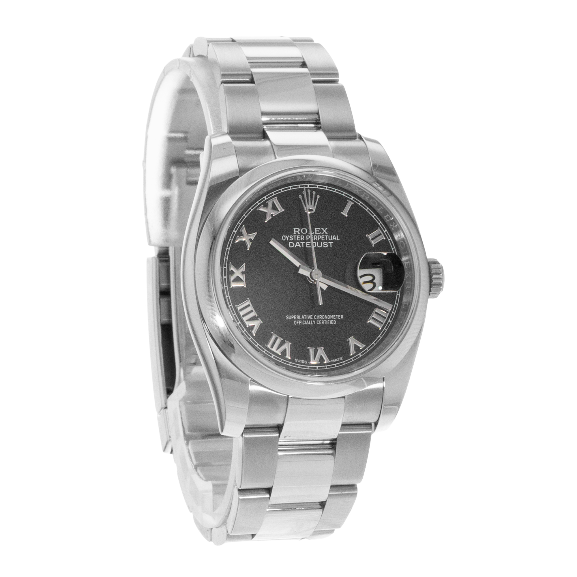 Rolex Datejust 36 116200 Black Roman Steel Oyster Automatic Mens Watch 2018 thumbnail 9