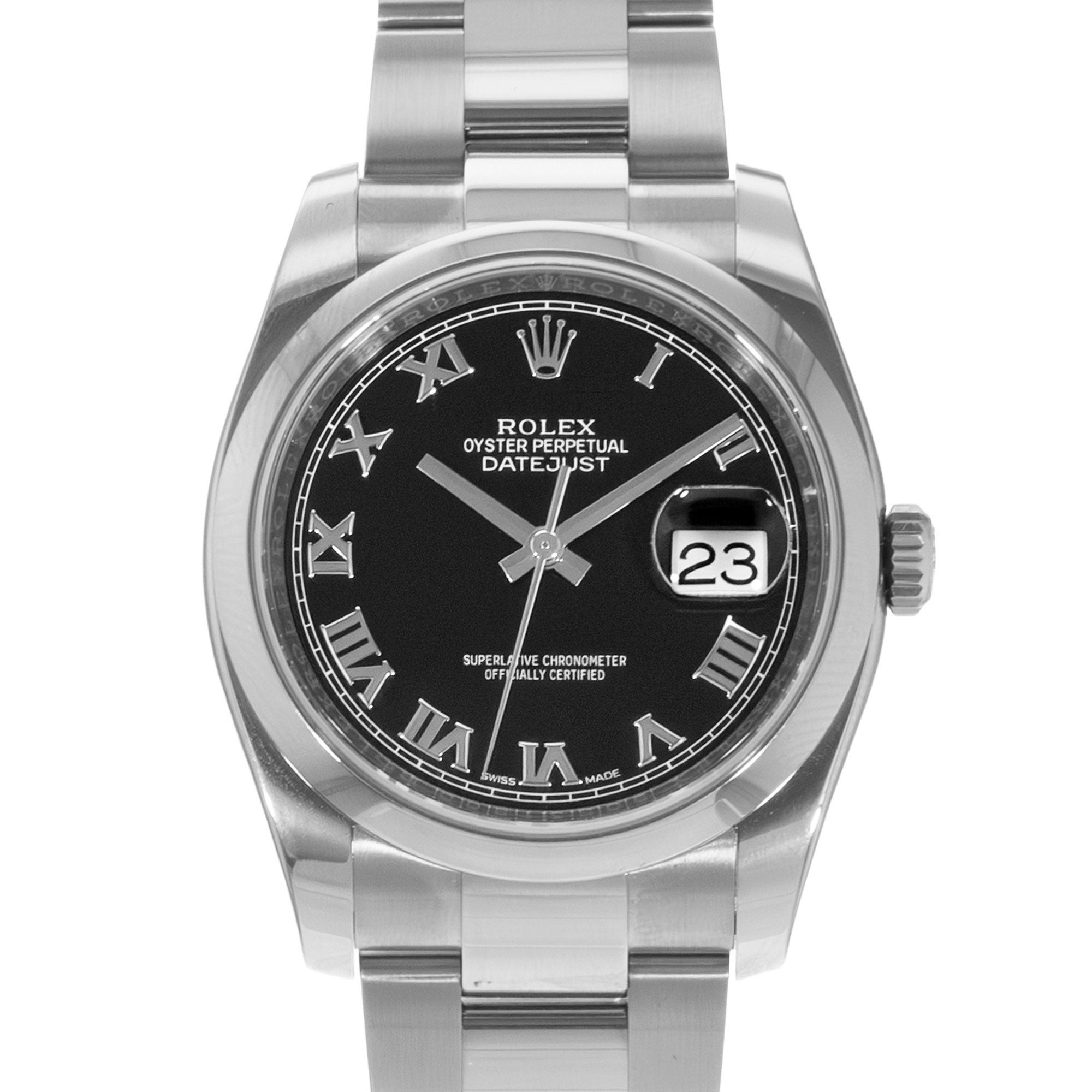 Rolex Datejust 36 116200 Black Roman Steel Oyster Automatic Mens Watch 2018 thumbnail 1