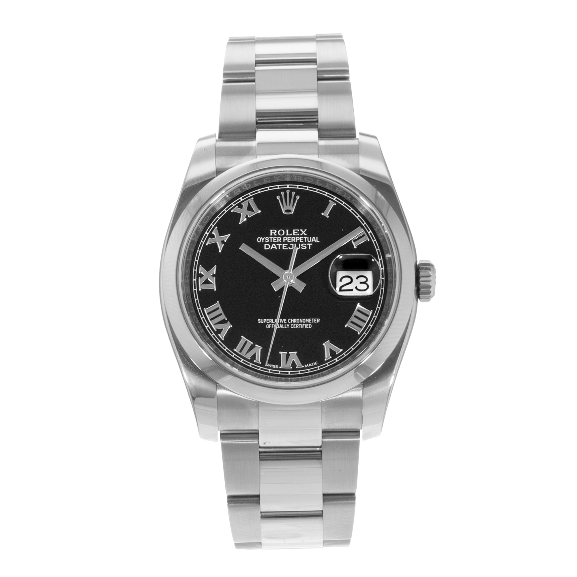 Rolex Datejust 36 116200 Black Roman Steel Oyster Automatic Mens Watch 2018 thumbnail 2