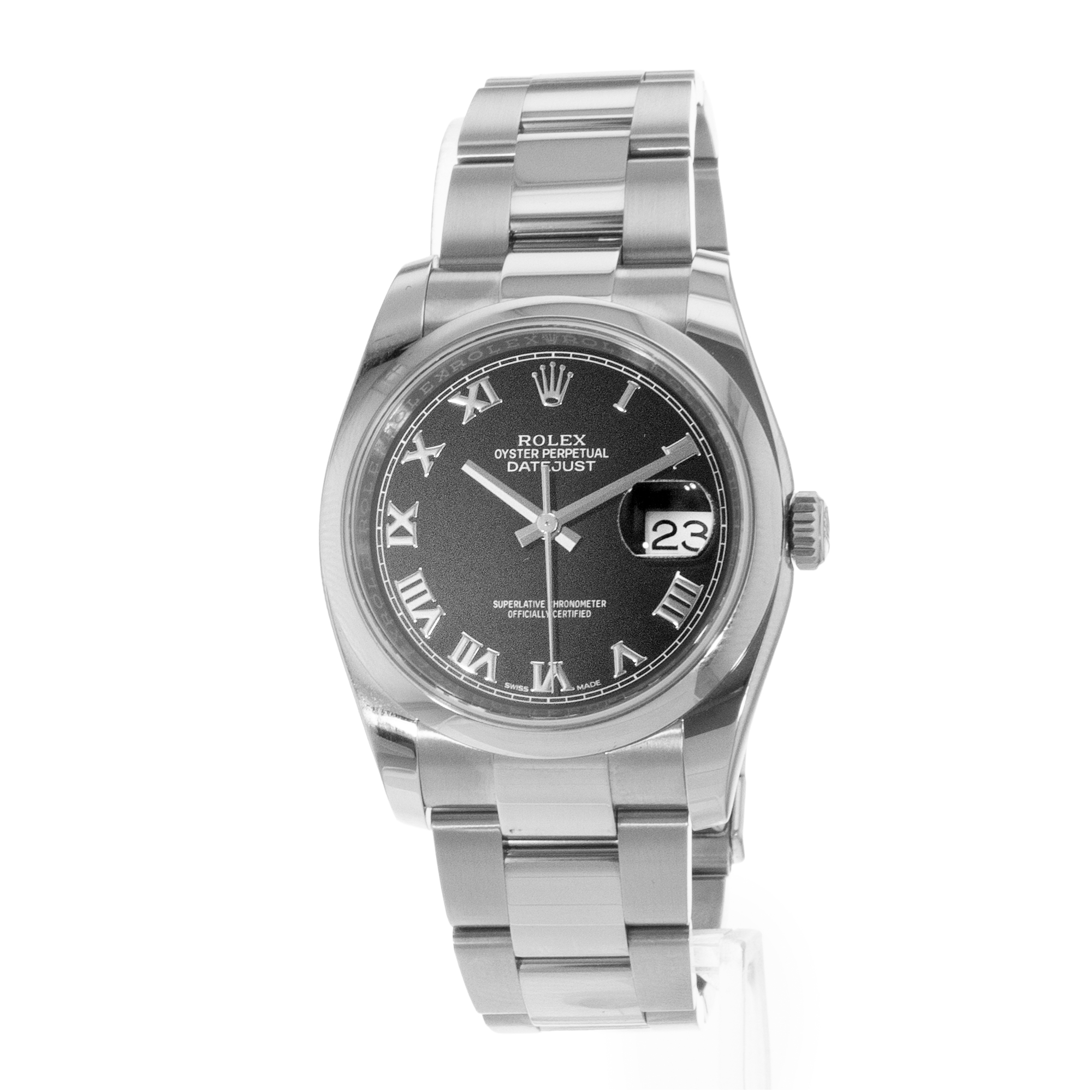 Rolex Datejust 36 116200 Black Roman Steel Oyster Automatic Mens Watch 2018 thumbnail 4