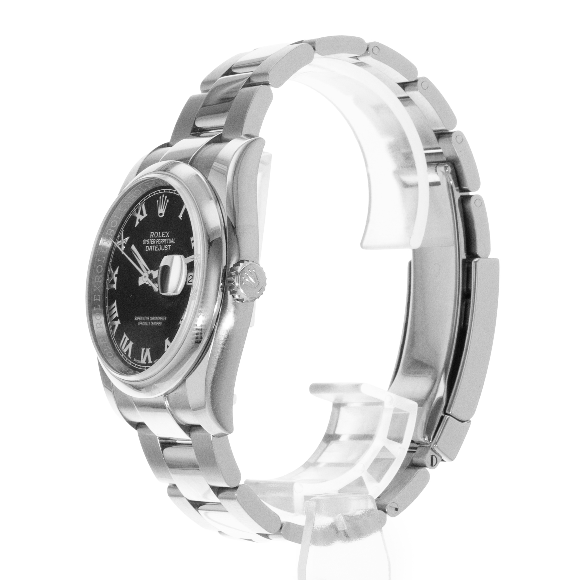 Rolex Datejust 36 116200 Black Roman Steel Oyster Automatic Mens Watch 2018 thumbnail 6