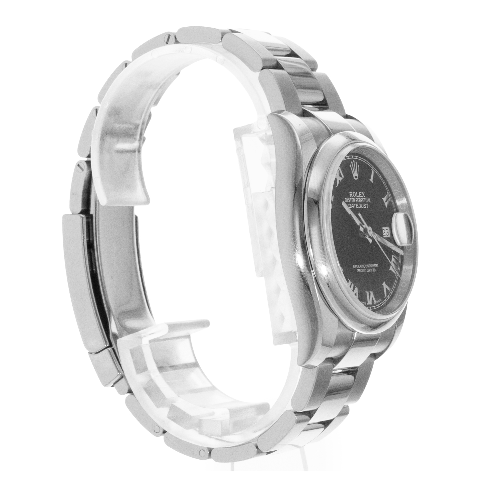 Rolex Datejust 36 116200 Black Roman Steel Oyster Automatic Mens Watch 2018 thumbnail 7