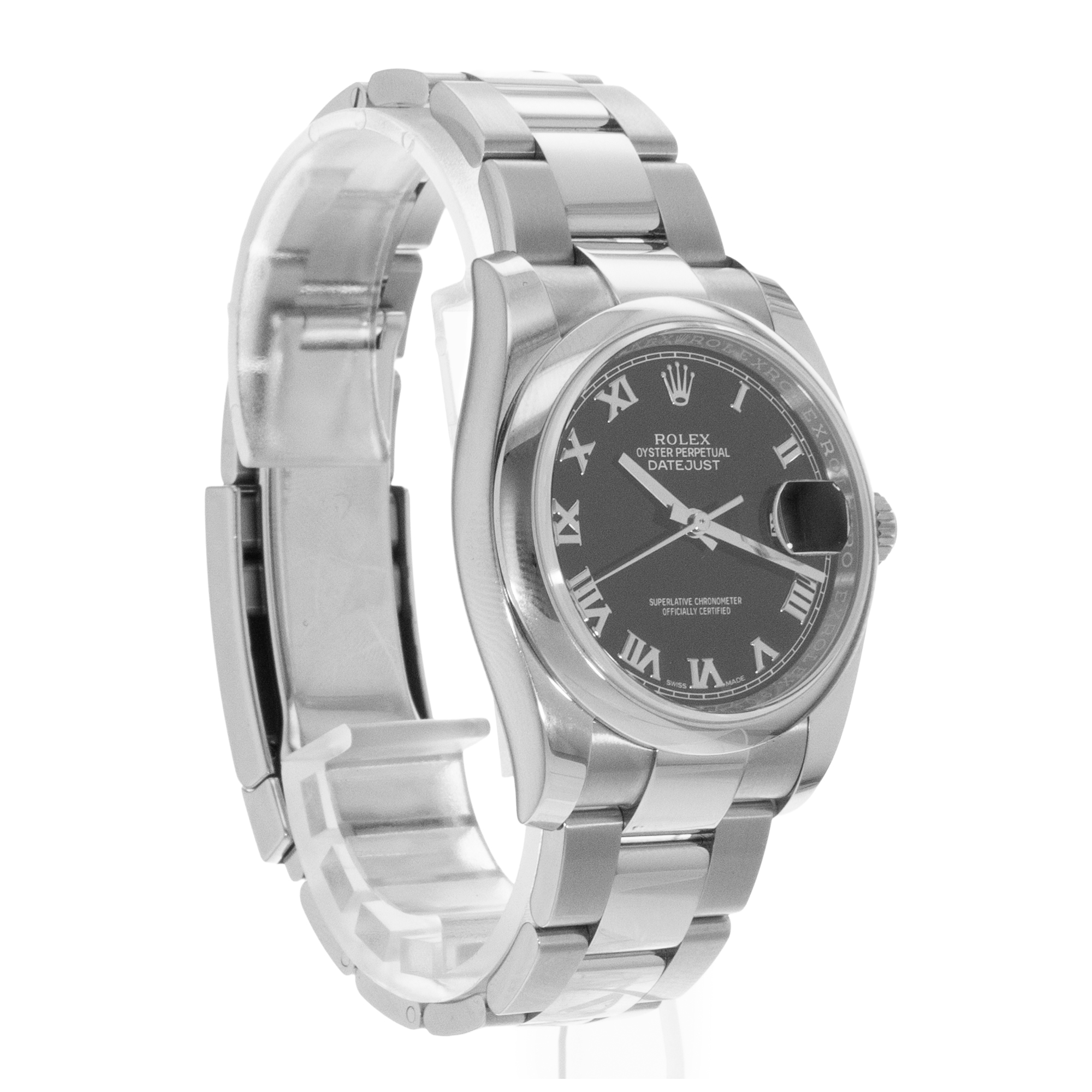 Rolex Datejust 36 116200 Black Roman Steel Oyster Automatic Mens Watch 2018 thumbnail 8
